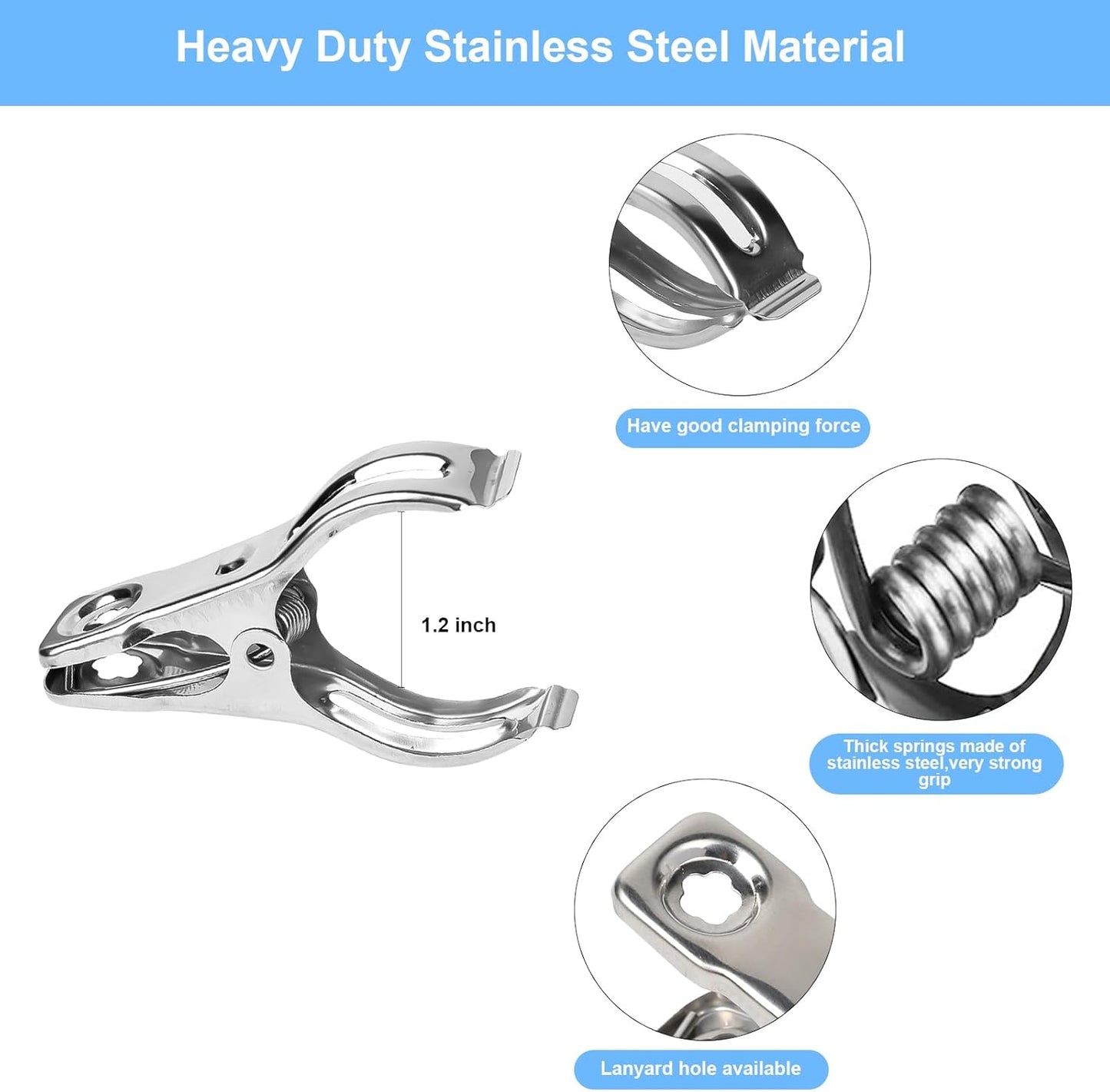 50 Pcs Garden Clips, 2.3 inch Greenhouse Clamps, Stainless Steel Greenhouse Clip for Netting, Heavy Duty Row Cover Clips with a Strong Grip for Shade Cloth or Plant Cover on Gardening Hoops karmiero