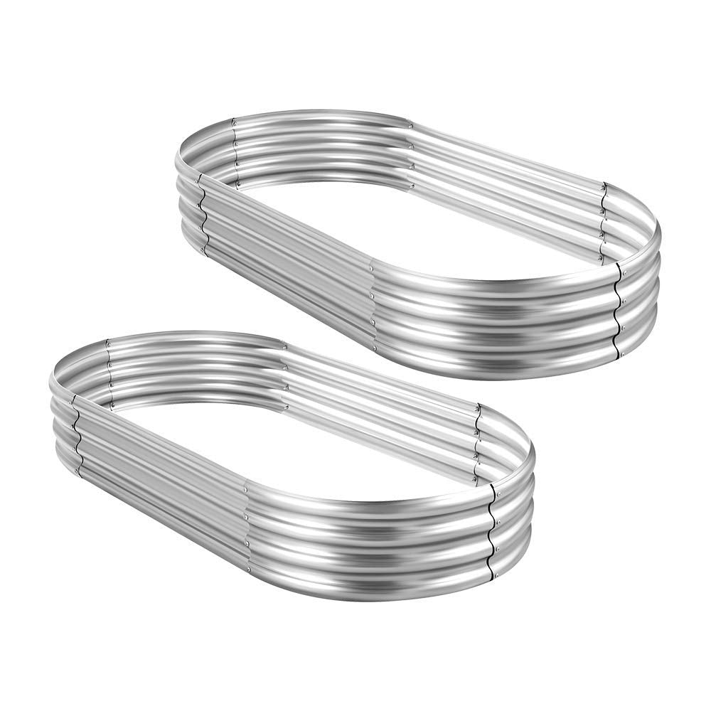 Land Guard Galvanized Raised Garden Bed Kit, Galvanized Planter Garden Boxes Outdoor, Oval Large Metal Raised Garden Beds for Vegetables…………