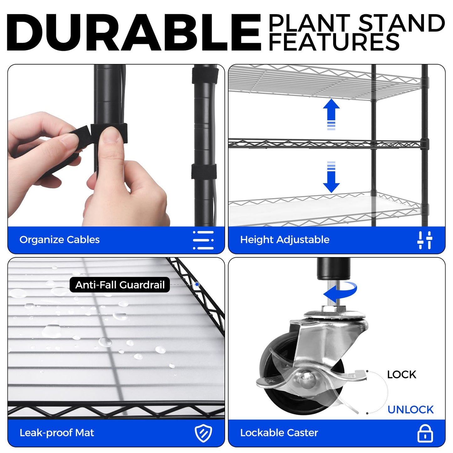Barrina Mini Greenhouse with LED Grow Light for Indoor Plant, 4-Tier Portable Metal Plant Stand with Wheels, Plant Shelf with Tent, 6Pcs Plant Light with Timer and Thermo-Hygrometer, 35.4x13.8x59IN