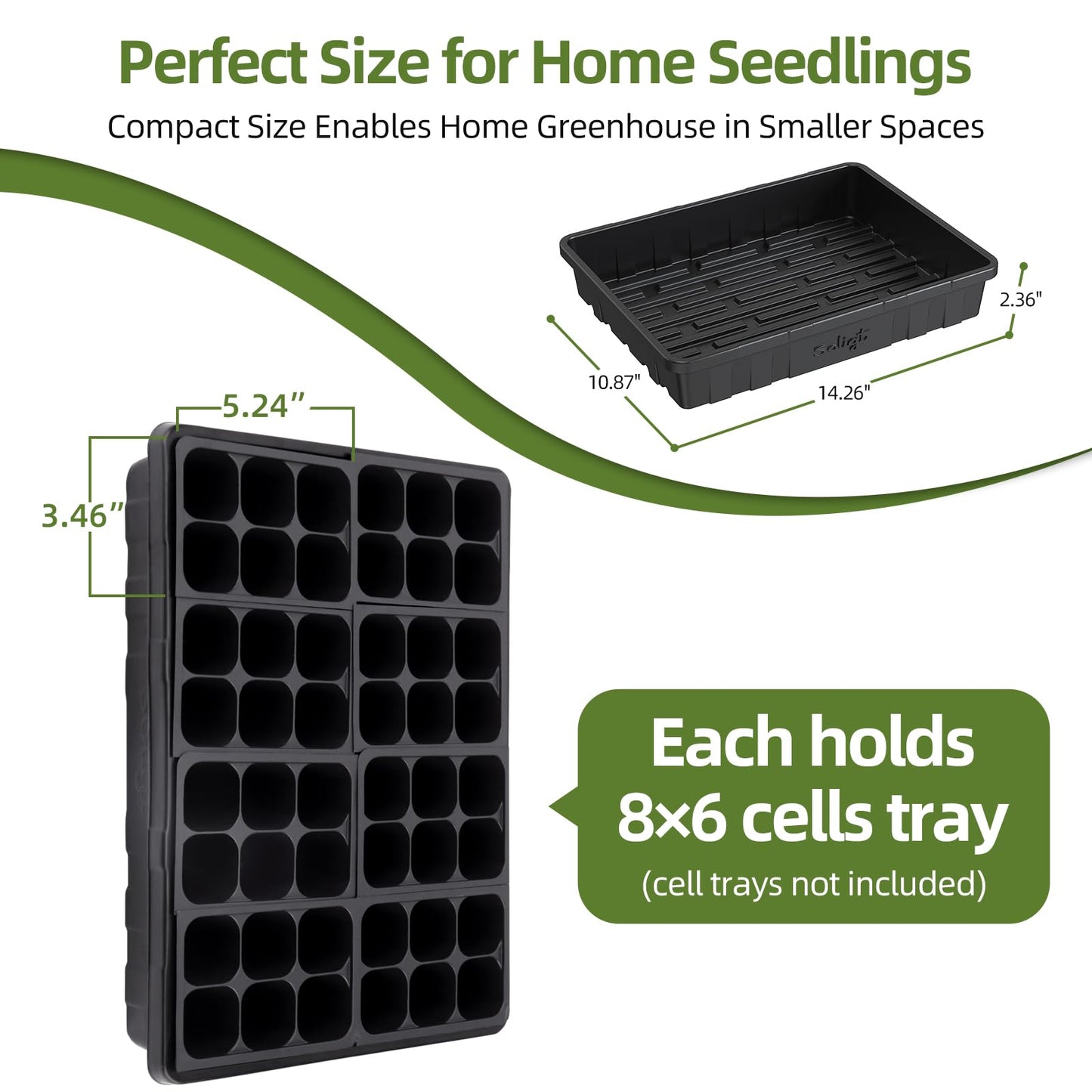 SOLIGT Extra Thick Heavy Duty 10 Pack Seed Starting Trays - Microgreens Growing Trays Seedling Plant Germination Starter Tray Transplant Fodder Flats, No Holes, No Leakage, Reusable, 14 * 10.8 * 2.3"