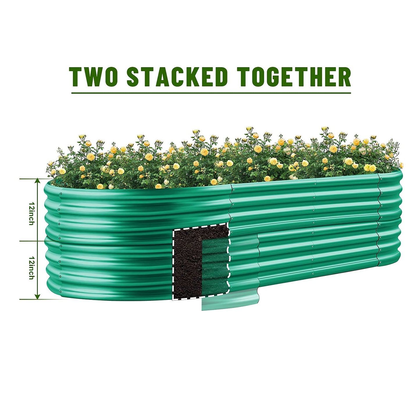 Land Guard Galvanized Raised Garden Bed Kit, Galvanized Planter Garden Boxes Outdoor, Oval Large Metal Raised Garden Beds for Vegetables…………