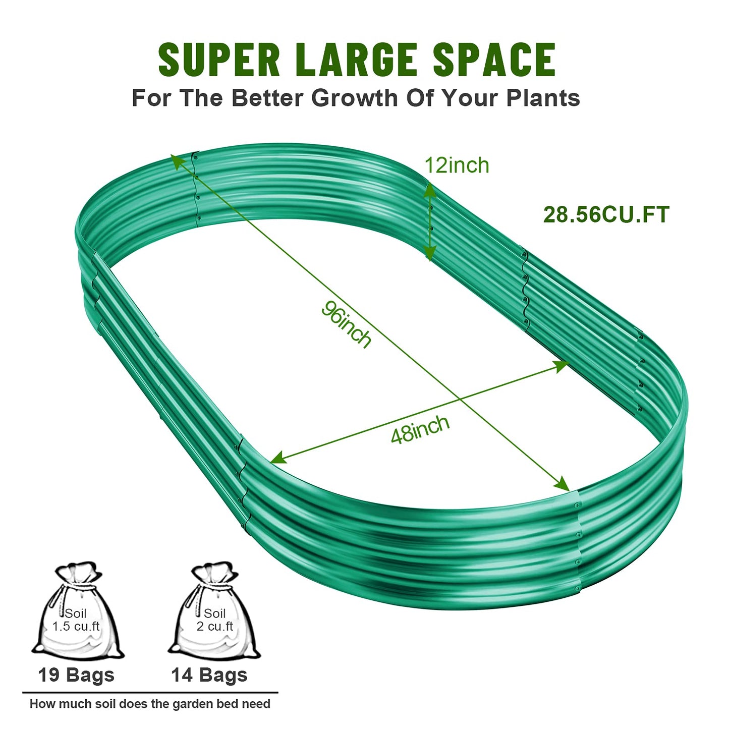 Land Guard Galvanized Raised Garden Bed Kit, Galvanized Planter Garden Boxes Outdoor, Oval Large Metal Raised Garden Beds for Vegetables…………