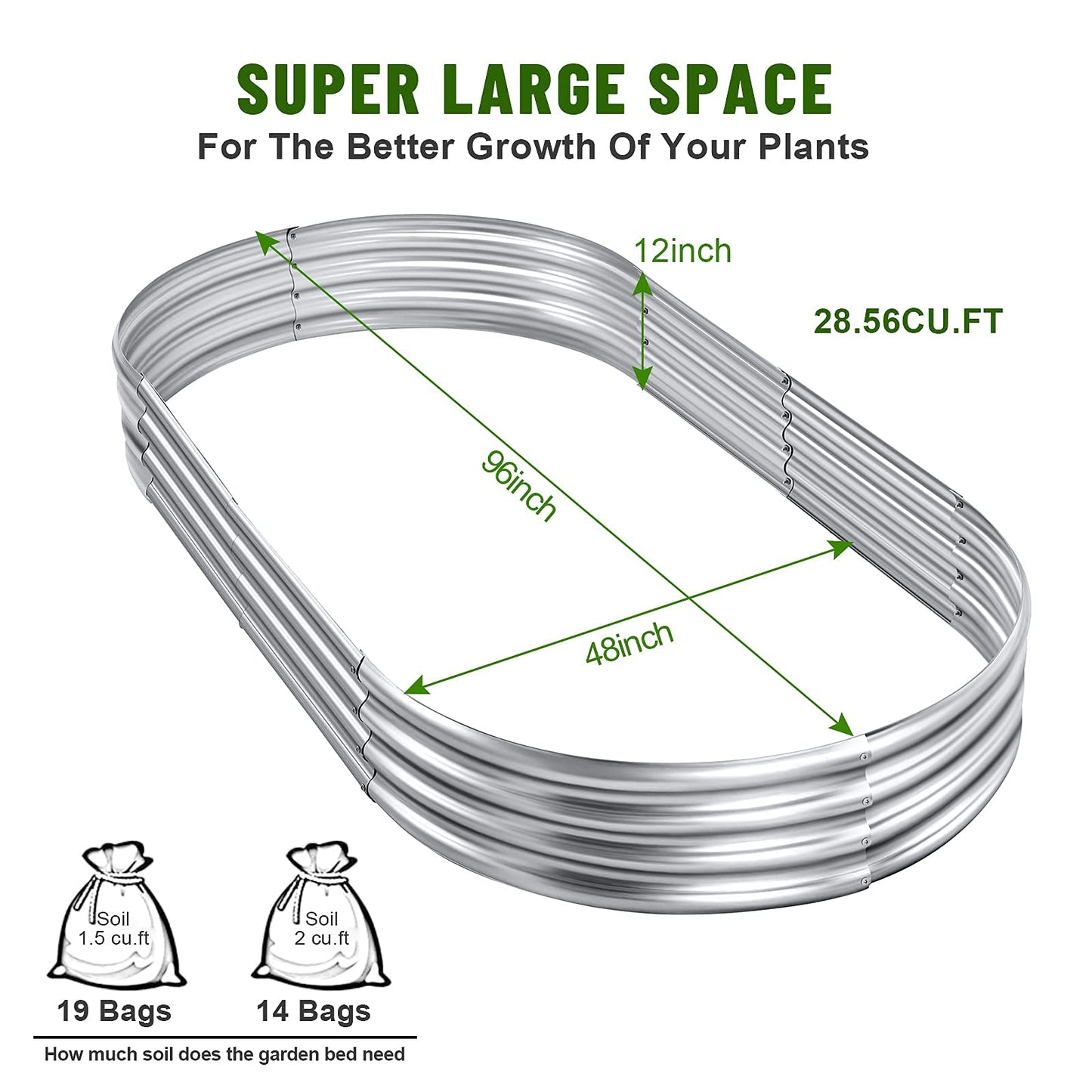 Land Guard Galvanized Raised Garden Bed Kit, Galvanized Planter Garden Boxes Outdoor, Oval Large Metal Raised Garden Beds for Vegetables…………