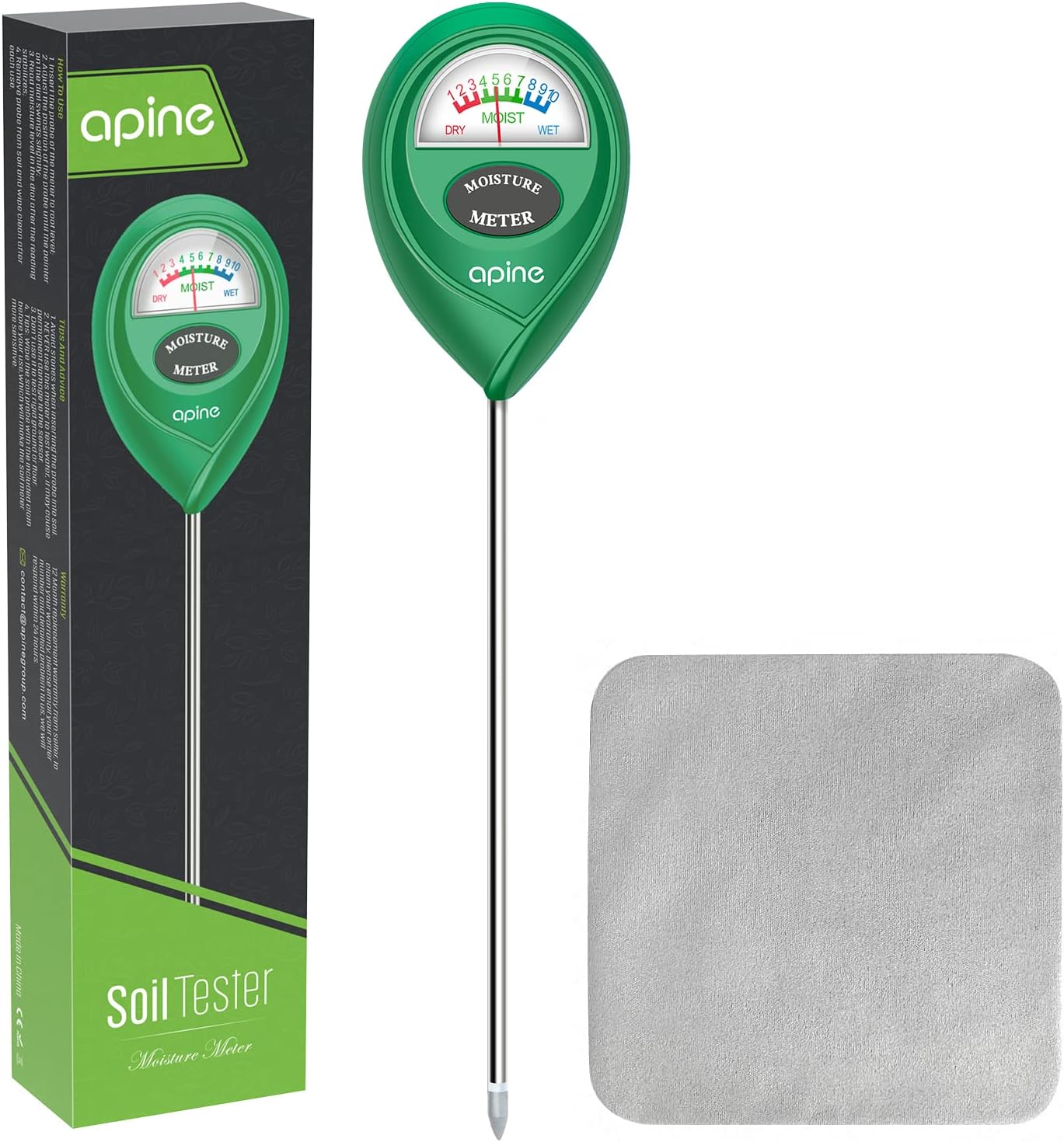 apine Soil Moisture Meter,Plants Moisture Meter,Plant Water Meter for Indoor/Outdoor Plants,Hydrometer for Plants(Green)