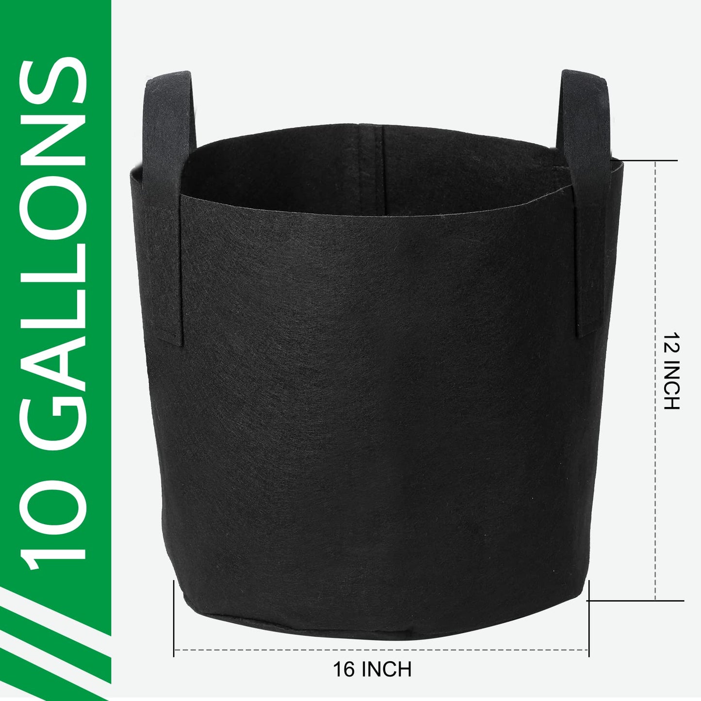 JERIA 12-Pack 7 Gallon, Vegetable/Flower/Plant Grow Bags, Aeration Fabric Pots with Handles (Black), Come with 12 Pcs Plant Labels