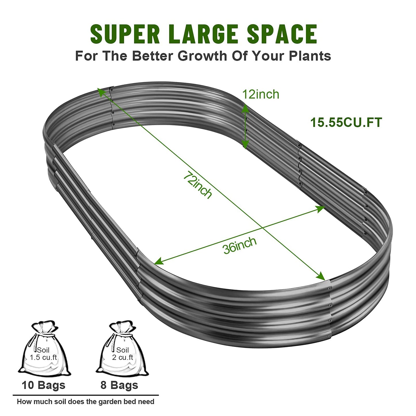 Land Guard Galvanized Raised Garden Bed Kit, Galvanized Planter Garden Boxes Outdoor, Oval Large Metal Raised Garden Beds for Vegetables…………
