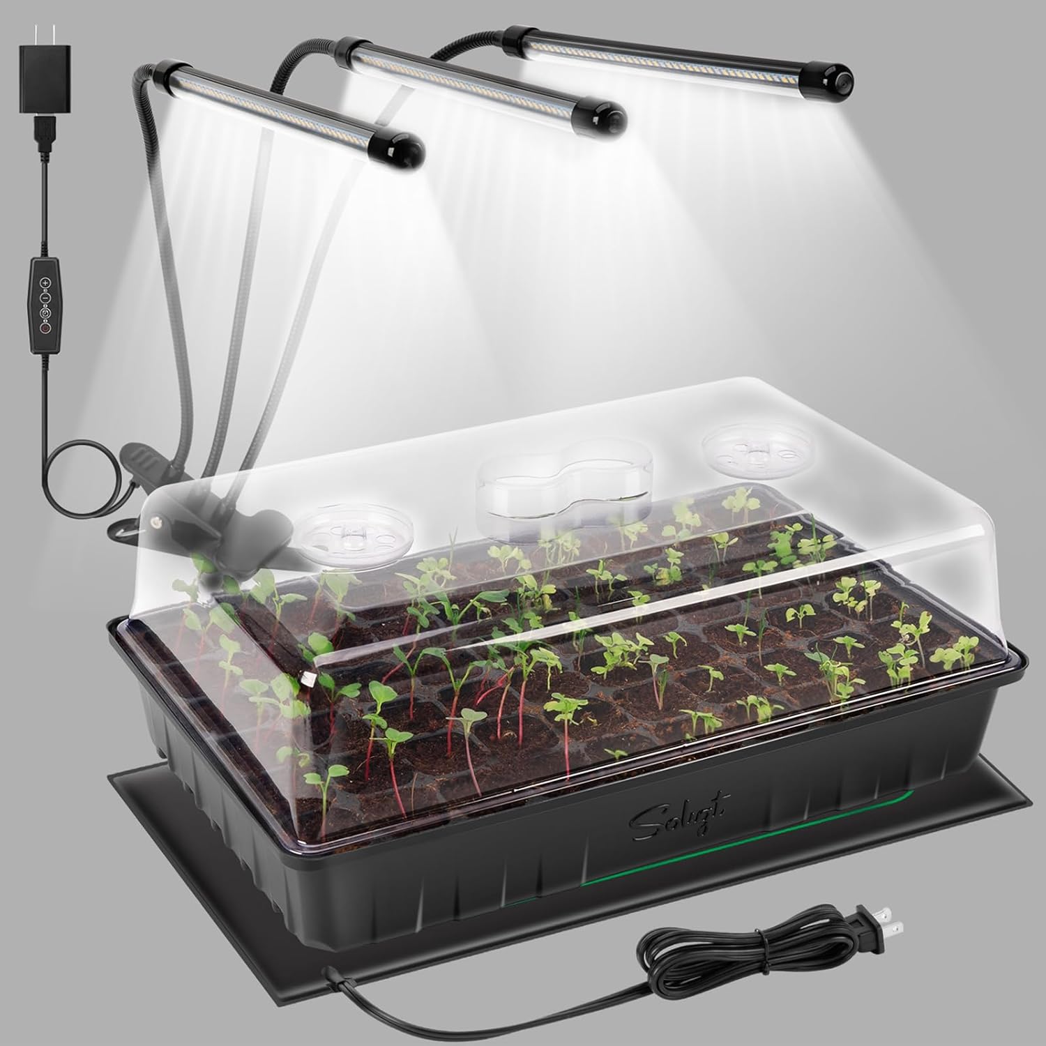 soligt led plant grow light SOLIGT 60 Cell Seed Starter Kit with Grow Light and Heat Mat, Seed Sta – Blooms to Bounty