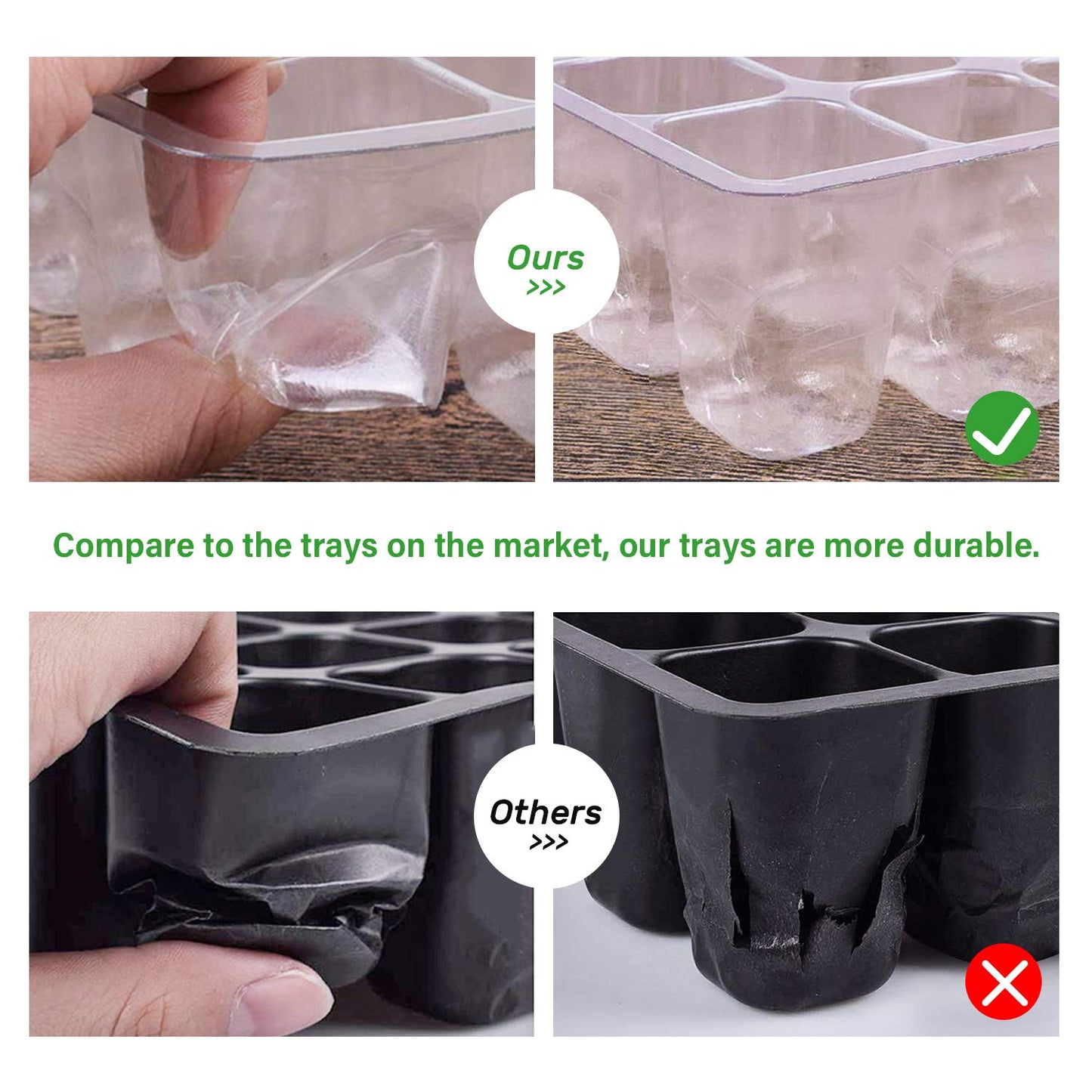 Bonviee 5-Pack Seed Starter Trays, Seed Starter Kit with Adjustable Humidity Dome and Base Indoor Greenhouse Mini Propagator for Seeds Growing Starting (12 Cells Per Tray, Green)