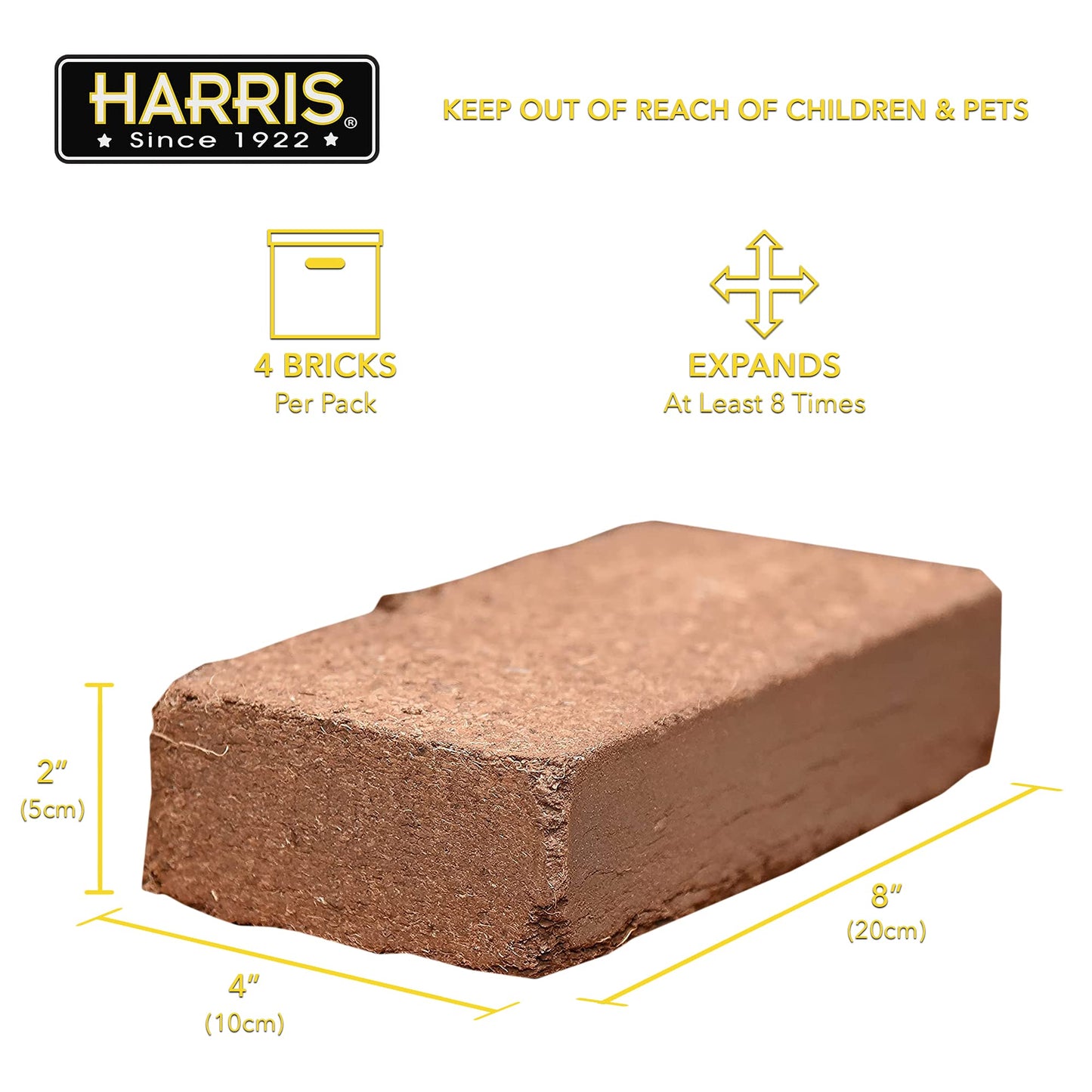 Harris Coco Coir Pith, 4 Bricks Expand to 9 Gallons of Coconut Coir, Coconut Fiber