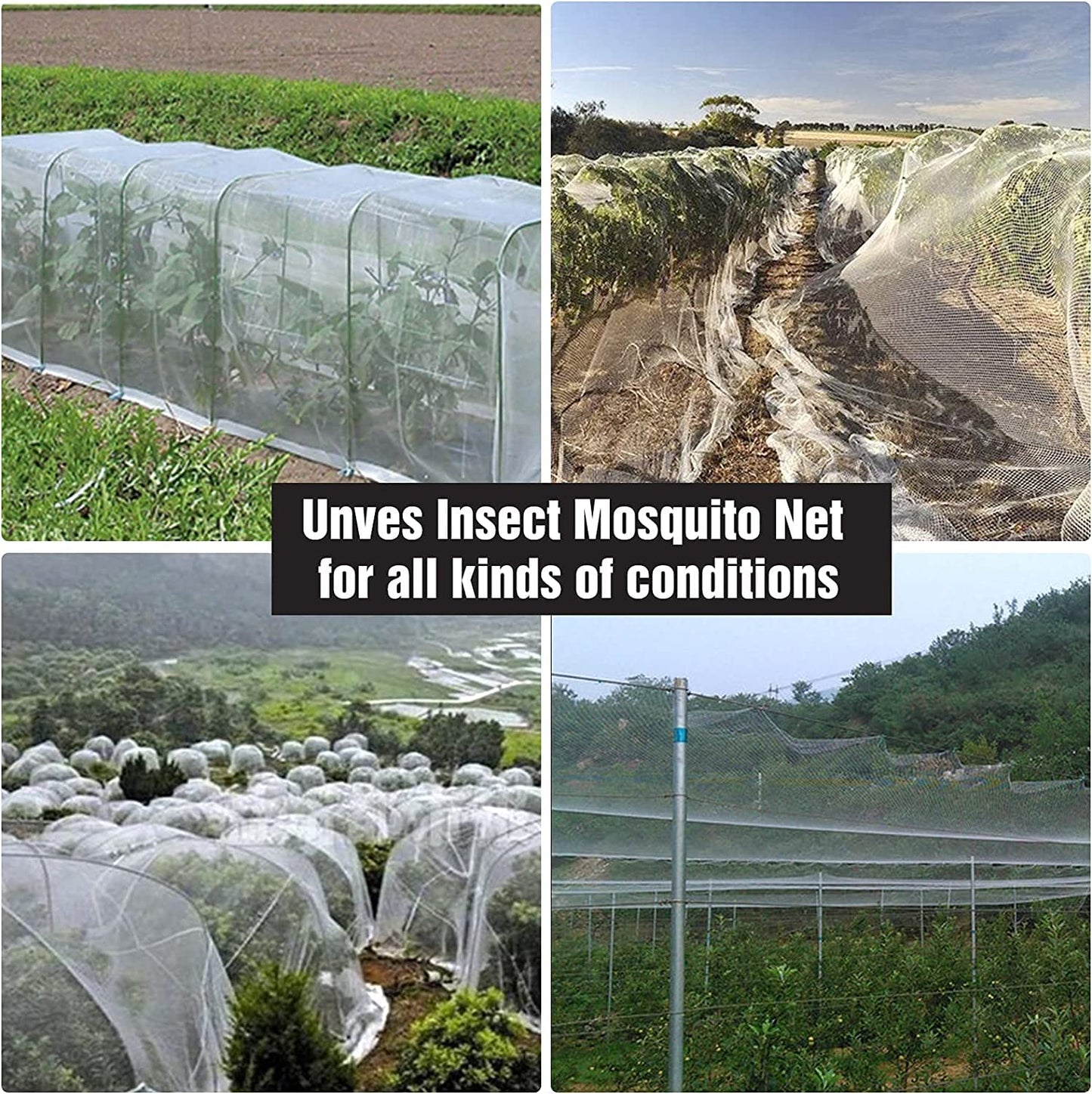 Unves Garden Netting, 10 x 50 Ft Insect Bird Netting for Garden Protection, Ultra Fine Mesh Mosquito Net for Patio Vegetable Plants Fruit Tree, Birds Pests Bugs Plant Covers
