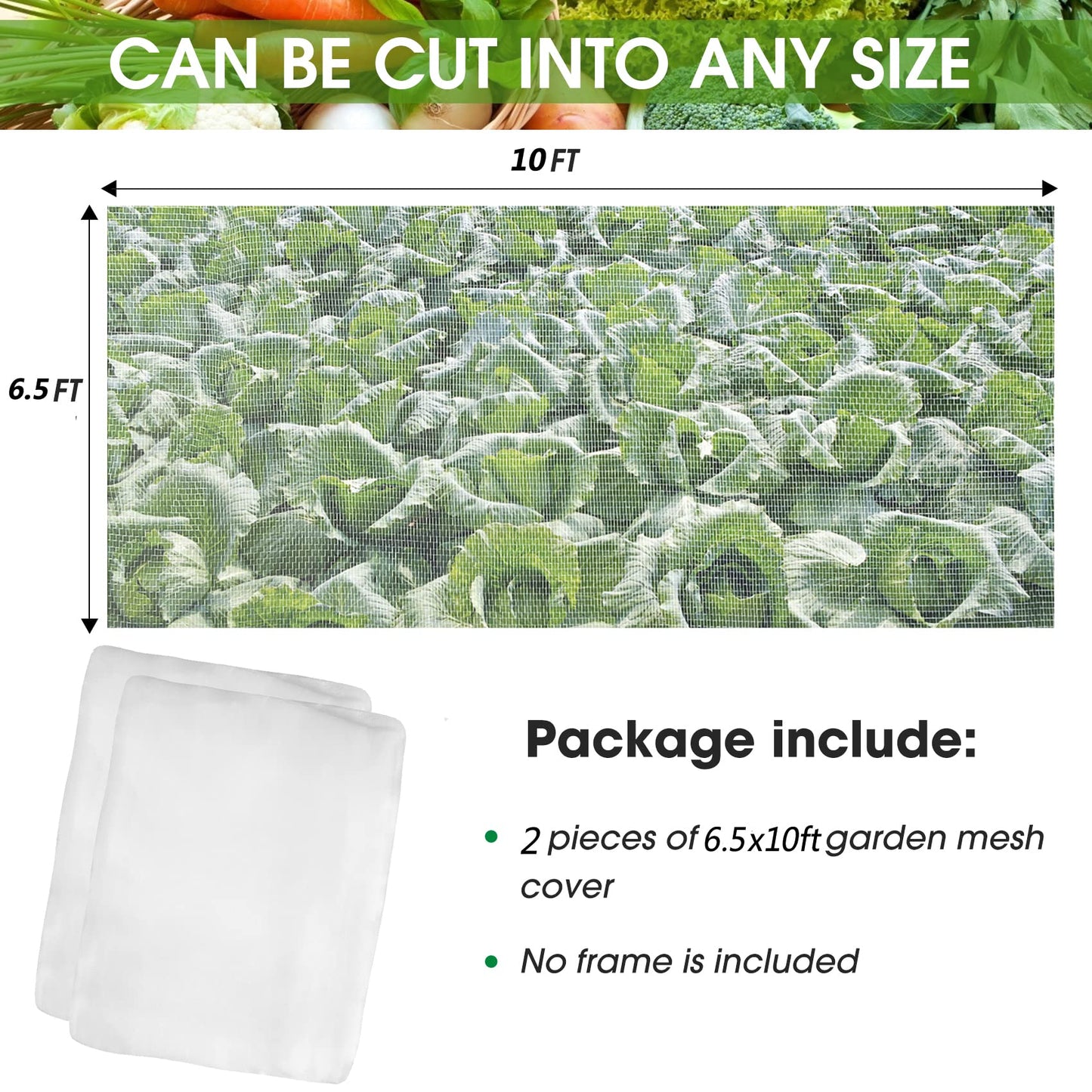 Unves Garden Netting, 10 x 50 Ft Insect Bird Netting for Garden Protection, Ultra Fine Mesh Mosquito Net for Patio Vegetable Plants Fruit Tree, Birds Pests Bugs Plant Covers