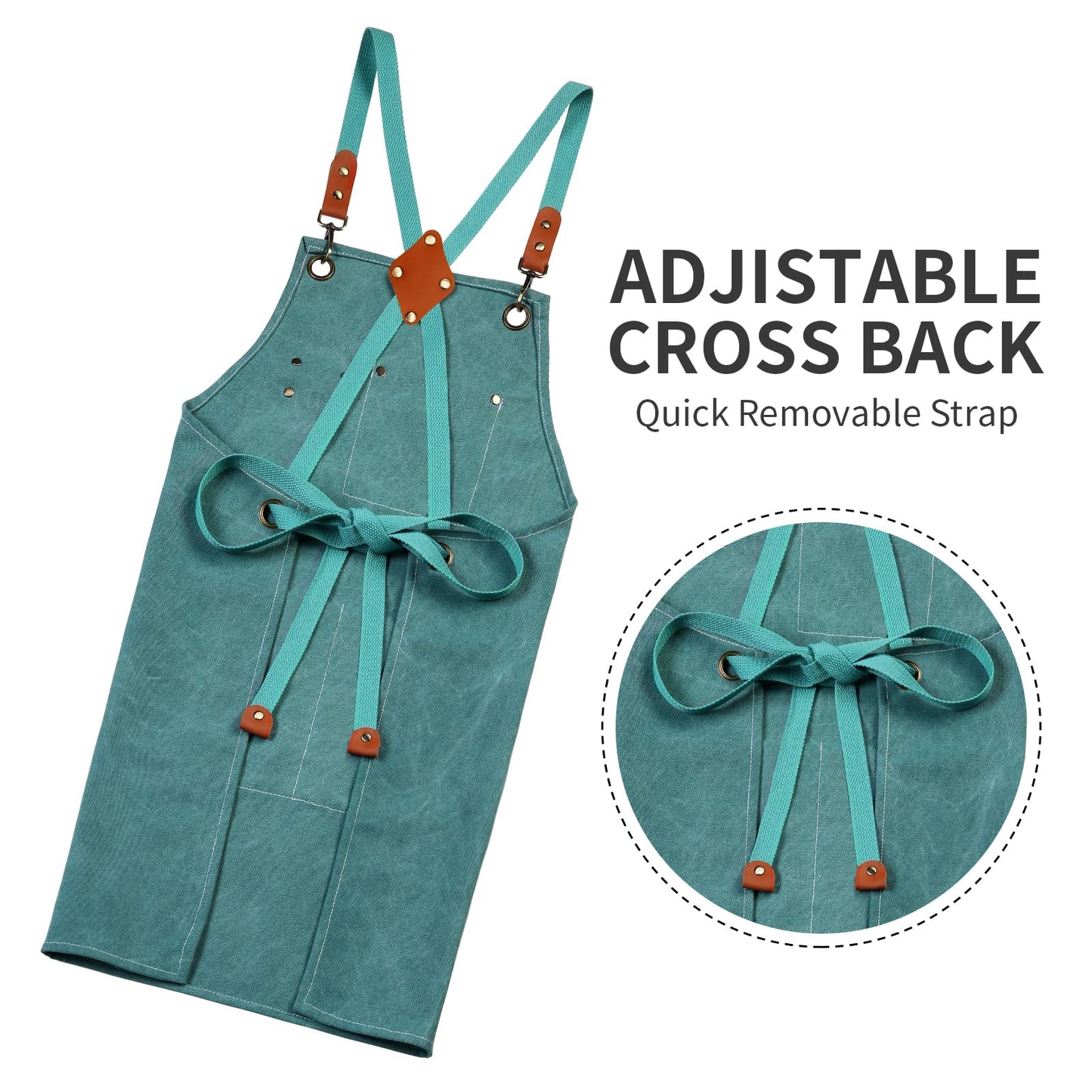 Chef Apron, Cotton Canvas Gardening Apron with Large Pockets for Men and Women,Kitchen Cooking Baking Bib Heavy Duty Adjustable Garden Apron