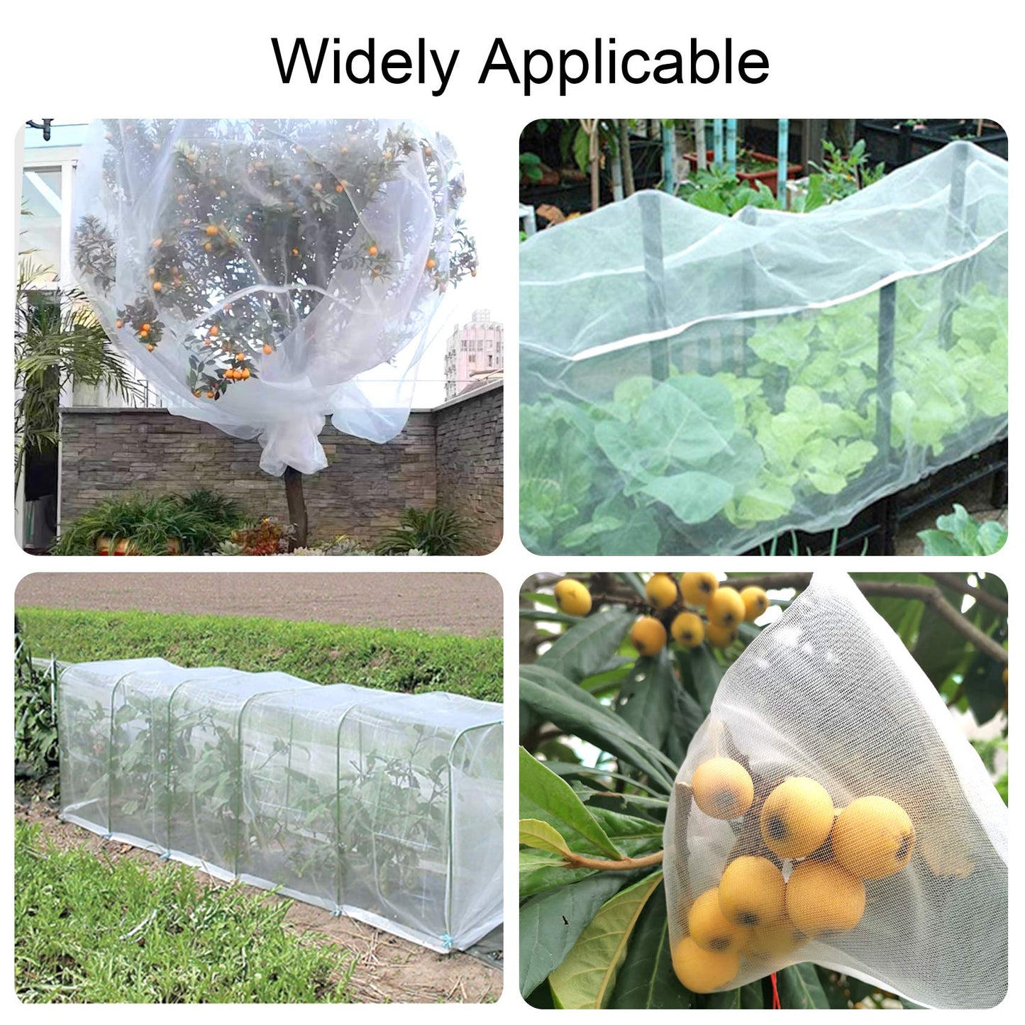 Unves Garden Netting, 10 x 50 Ft Insect Bird Netting for Garden Protection, Ultra Fine Mesh Mosquito Net for Patio Vegetable Plants Fruit Tree, Birds Pests Bugs Plant Covers
