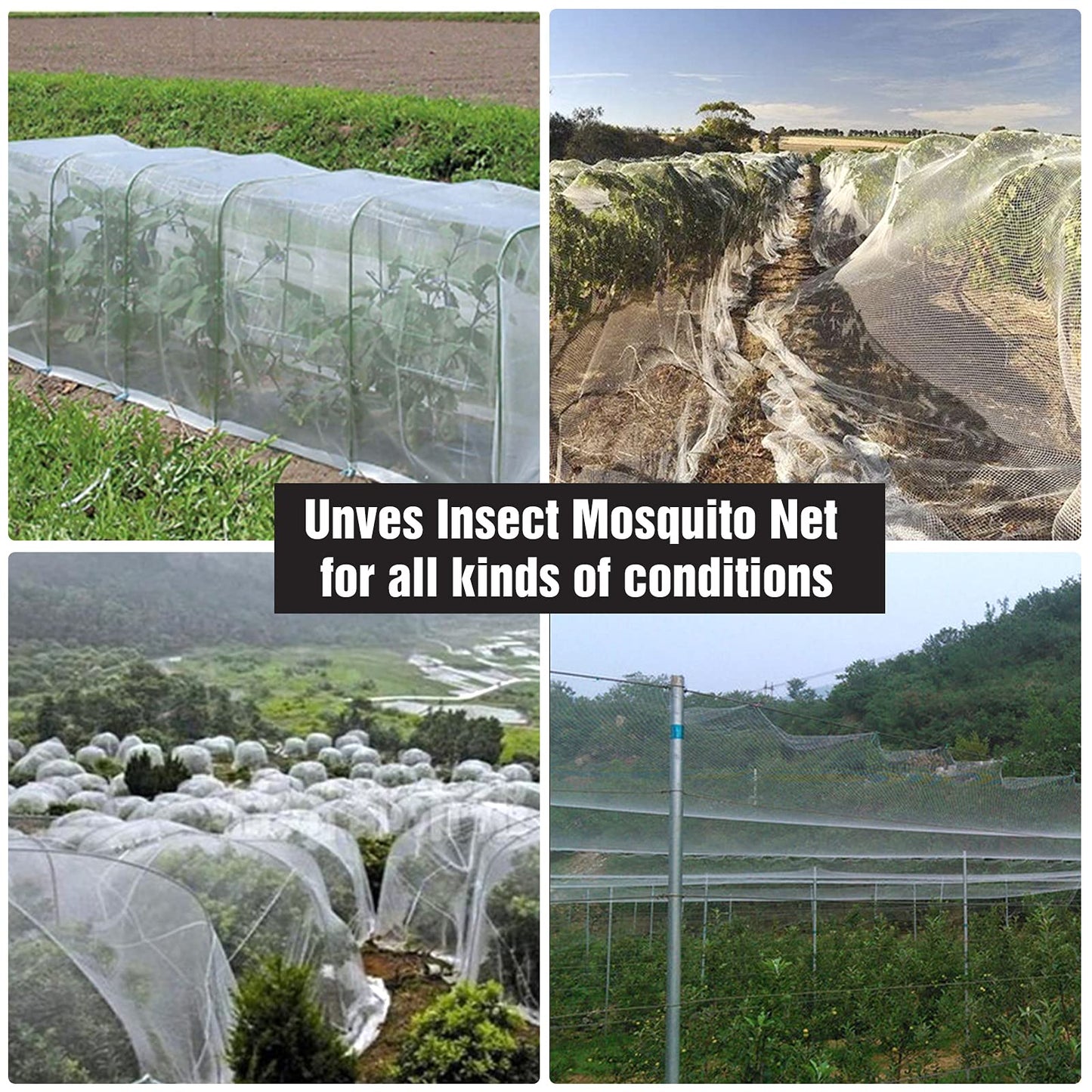 Unves Garden Netting, 10 x 50 Ft Insect Bird Netting for Garden Protection, Ultra Fine Mesh Mosquito Net for Patio Vegetable Plants Fruit Tree, Birds Pests Bugs Plant Covers