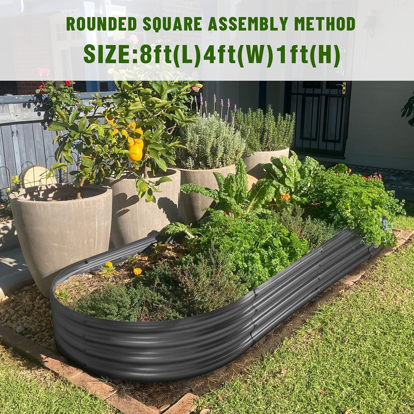Land Guard Galvanized Raised Garden Bed Kit, Galvanized Planter Garden Boxes Outdoor, Oval Large Metal Raised Garden Beds for Vegetables…………