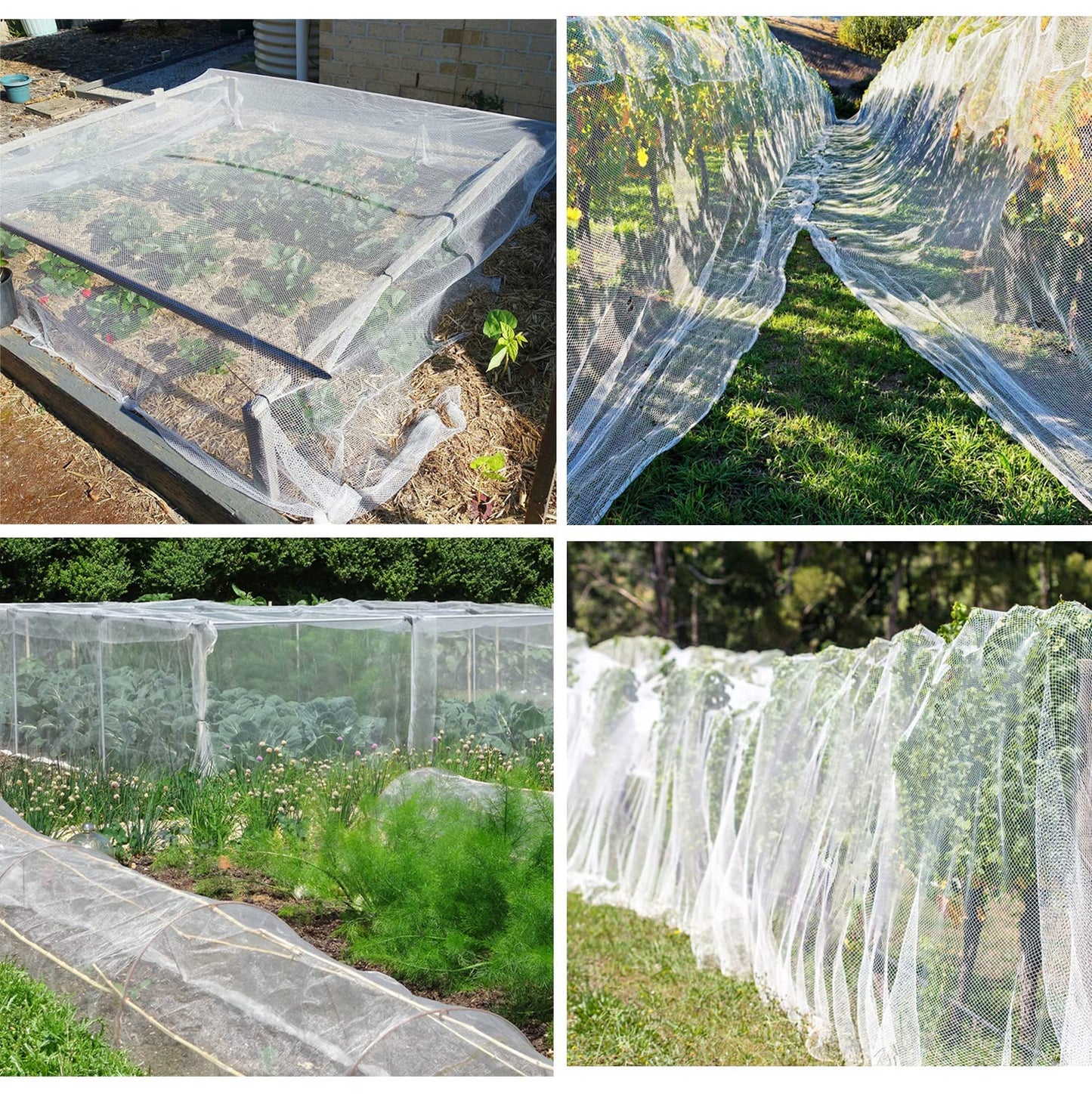 Unves Garden Netting, 10 x 50 Ft Insect Bird Netting for Garden Protection, Ultra Fine Mesh Mosquito Net for Patio Vegetable Plants Fruit Tree, Birds Pests Bugs Plant Covers