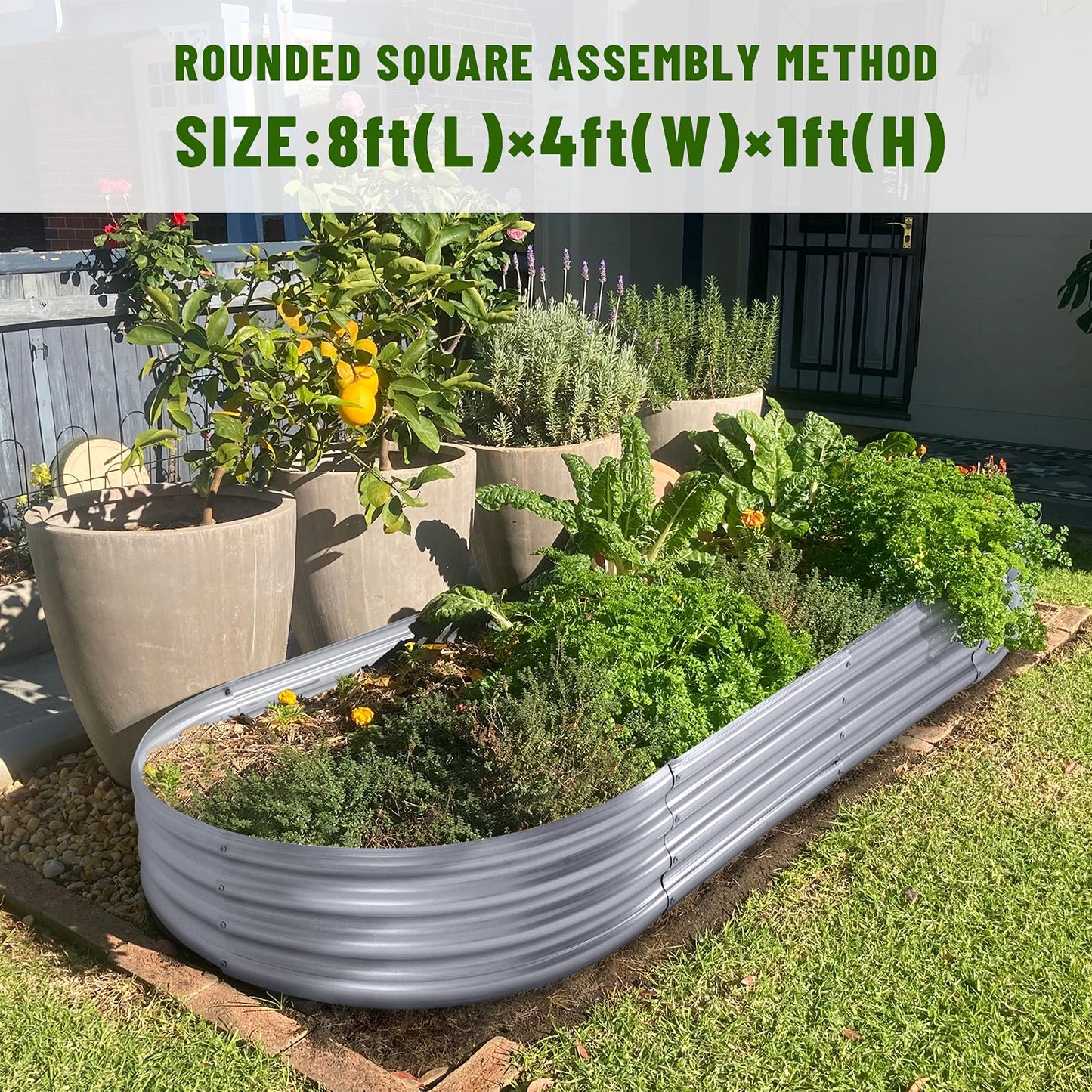 Land Guard Galvanized Raised Garden Bed Kit, Galvanized Planter Garden Boxes Outdoor, Oval Large Metal Raised Garden Beds for Vegetables…………