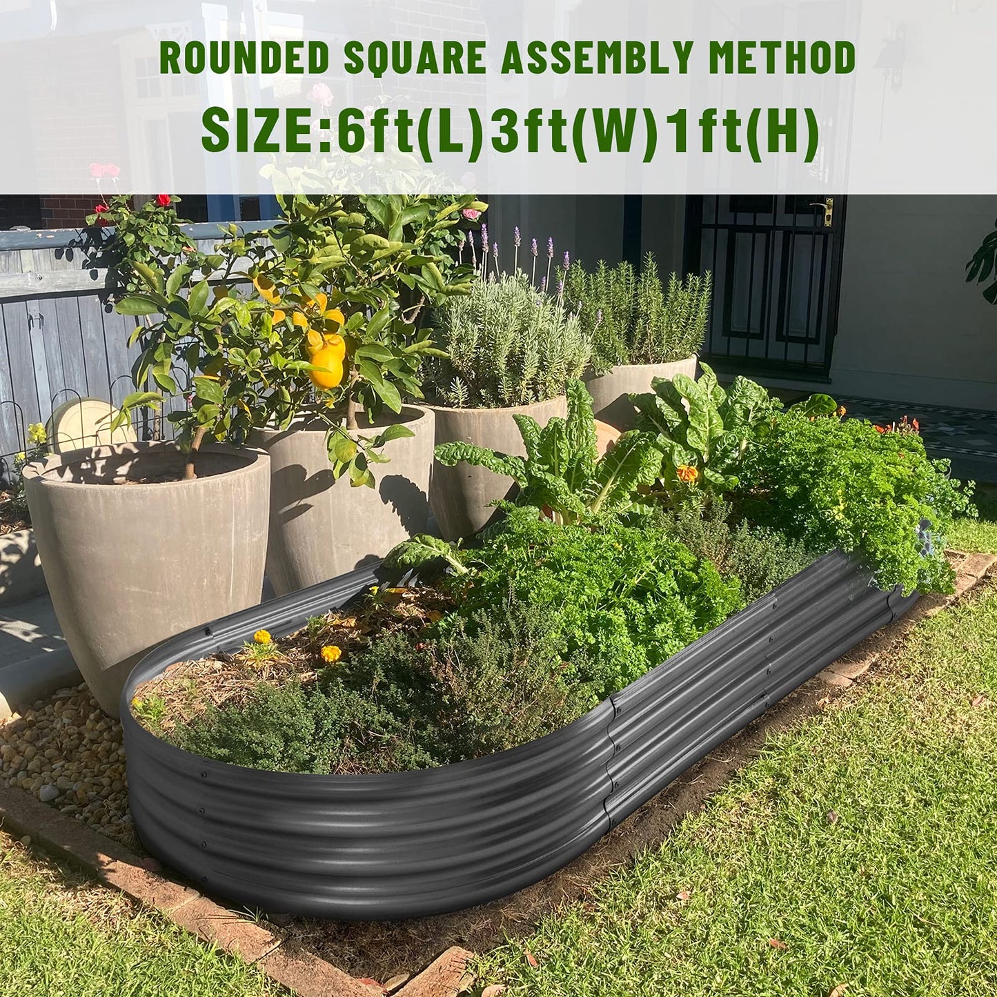 Land Guard Galvanized Raised Garden Bed Kit, Galvanized Planter Garden Boxes Outdoor, Oval Large Metal Raised Garden Beds for Vegetables…………