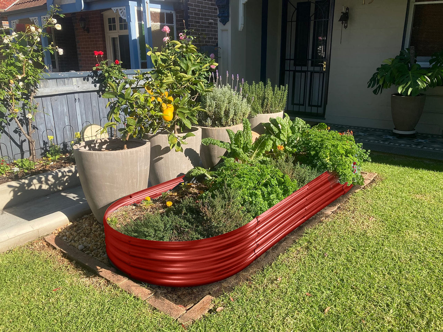 Land Guard Galvanized Raised Garden Bed Kit, Galvanized Planter Garden Boxes Outdoor, Oval Large Metal Raised Garden Beds for Vegetables…………