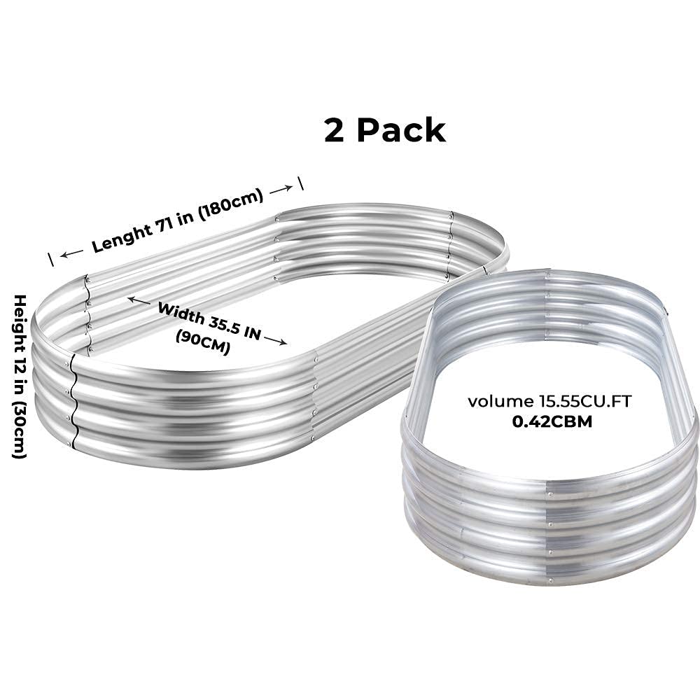 Land Guard Galvanized Raised Garden Bed Kit, Galvanized Planter Garden Boxes Outdoor, Oval Large Metal Raised Garden Beds for Vegetables…………