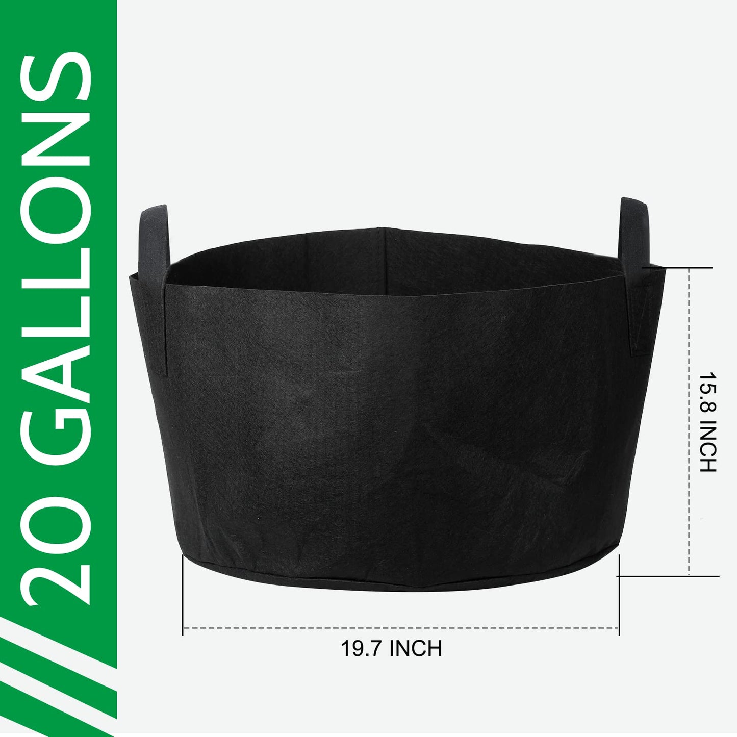 JERIA 12-Pack 7 Gallon, Vegetable/Flower/Plant Grow Bags, Aeration Fabric Pots with Handles (Black), Come with 12 Pcs Plant Labels