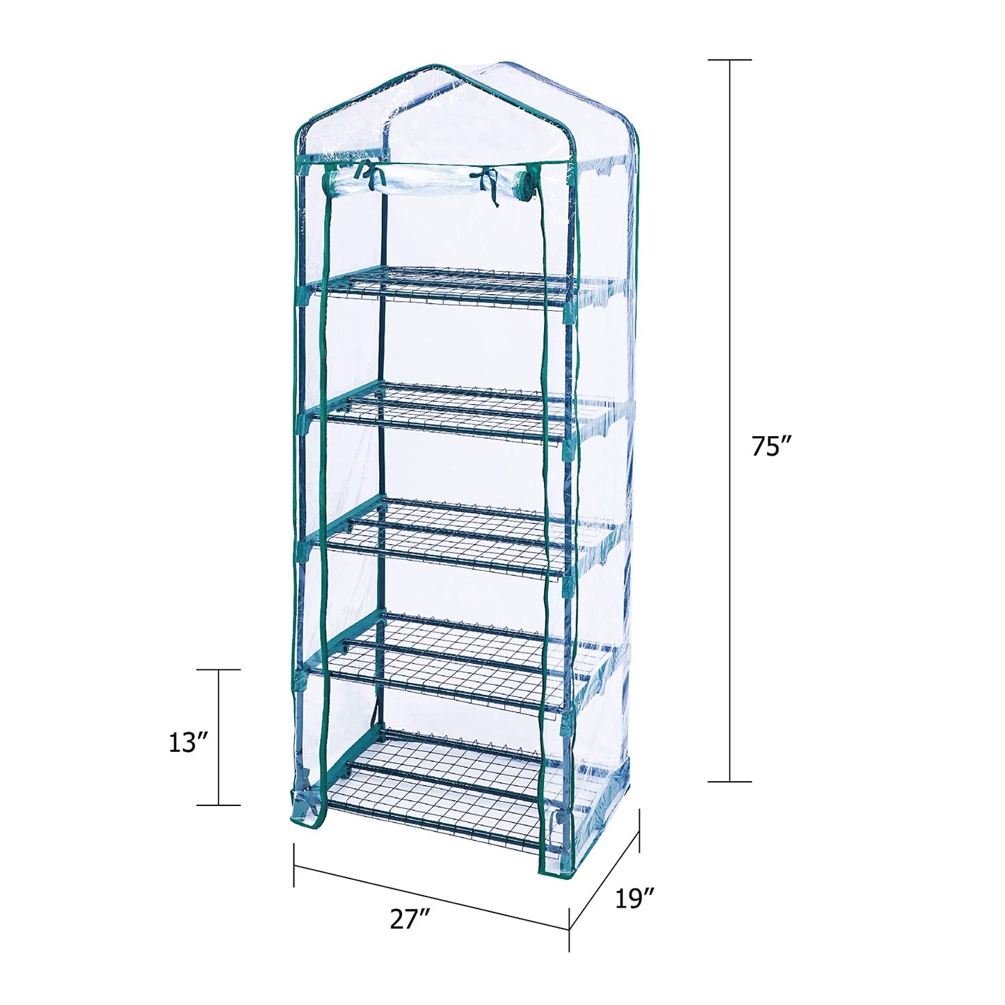 Worth Garden 4 Tier Mini Greenhouse - 63'' H x 27'' L x 19'' W - Sturdy Portable Gardening Shelves with PVC Cover - Small Green House Use in Indoor & Outdoor for Plants Flowers