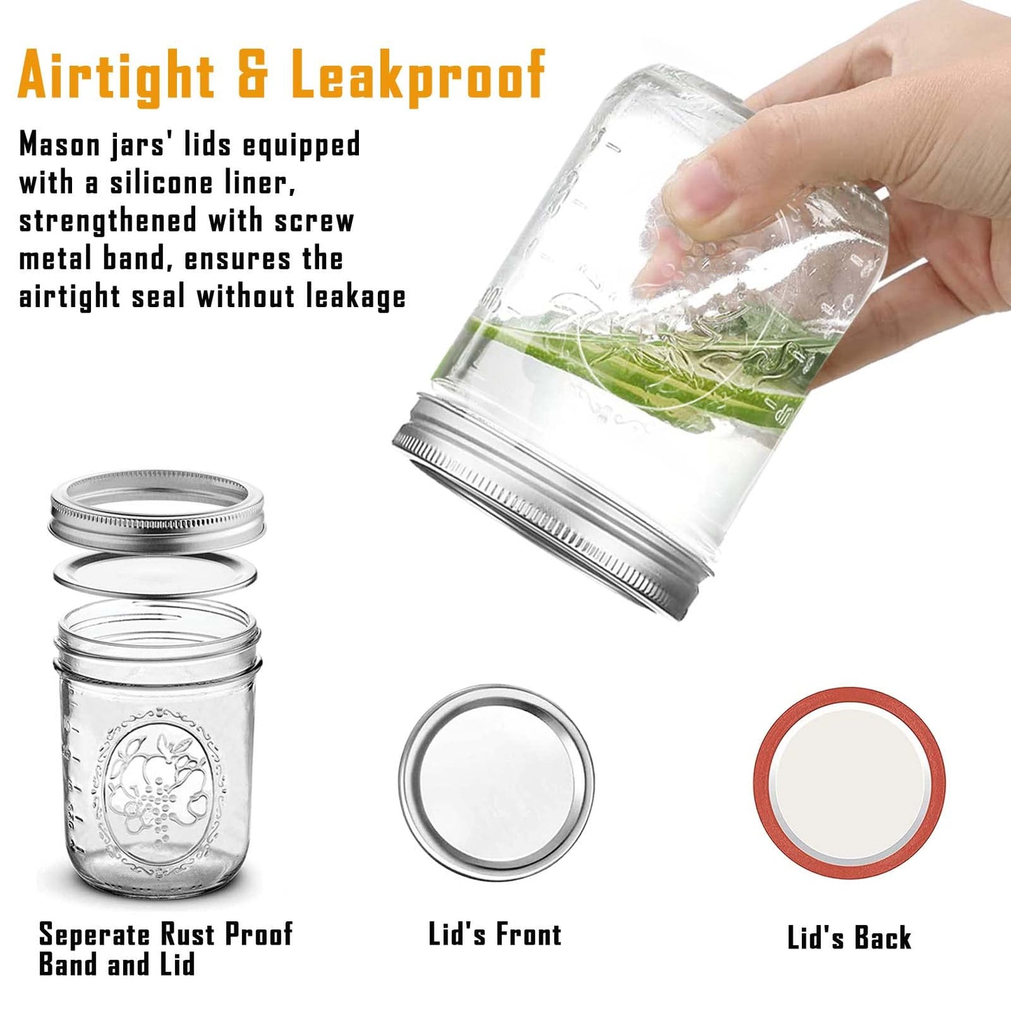 Wide Mouth Mason Jars 16 oz with Lids [6 Pack], Canning Jars with Metal Airtight Lids and Bands, 16 oz Glass Jars for Fermenting, Pickling, Freezing, Preserving, Meal Prep, Jar Décor