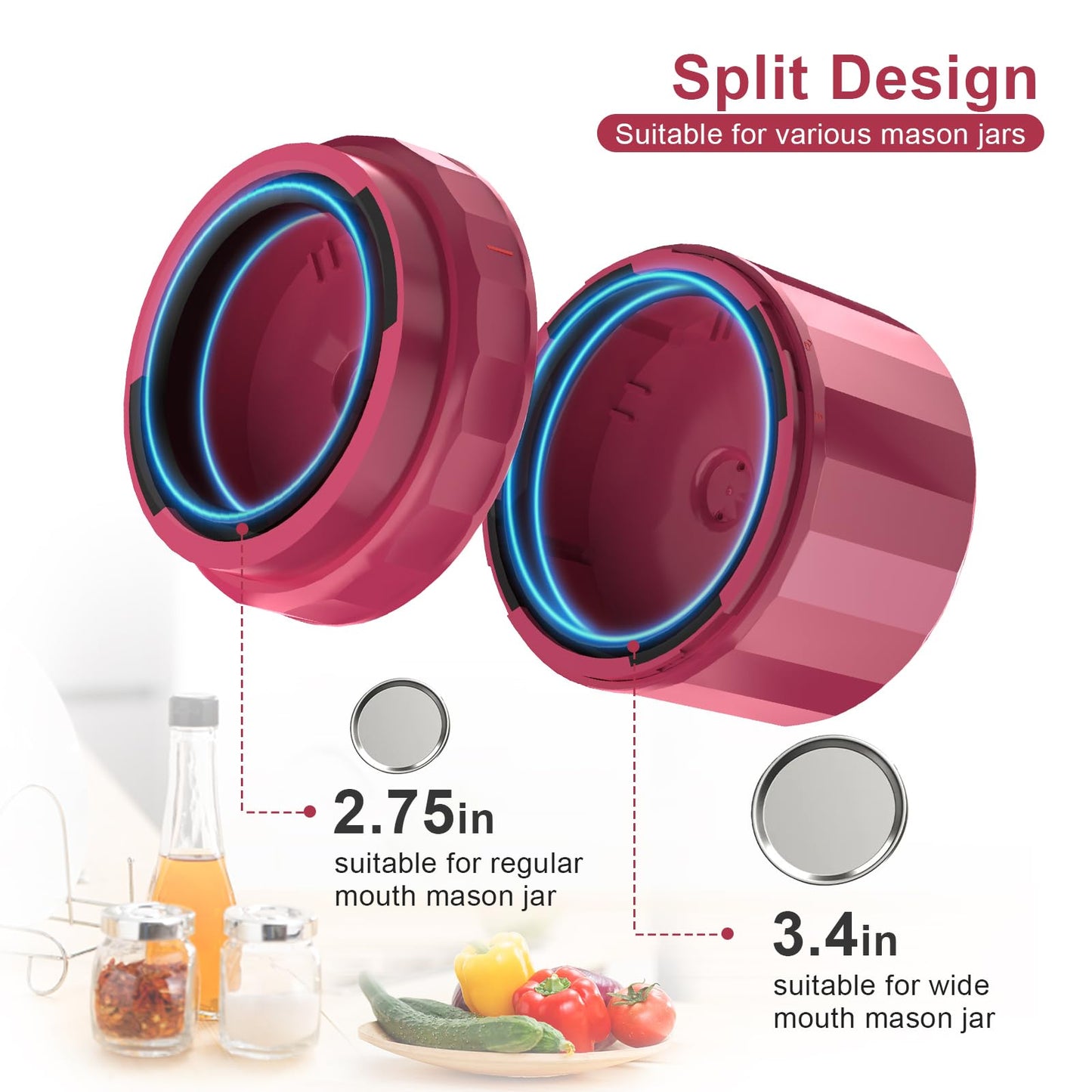 M11 Electric Mason Jar Vacuum Sealer Kit - with Wide and Regular Mouth Mason Lids, Jar Vacuum Sealer for Canning Jars, Vacuum Sealing Machine for Food Storage Black