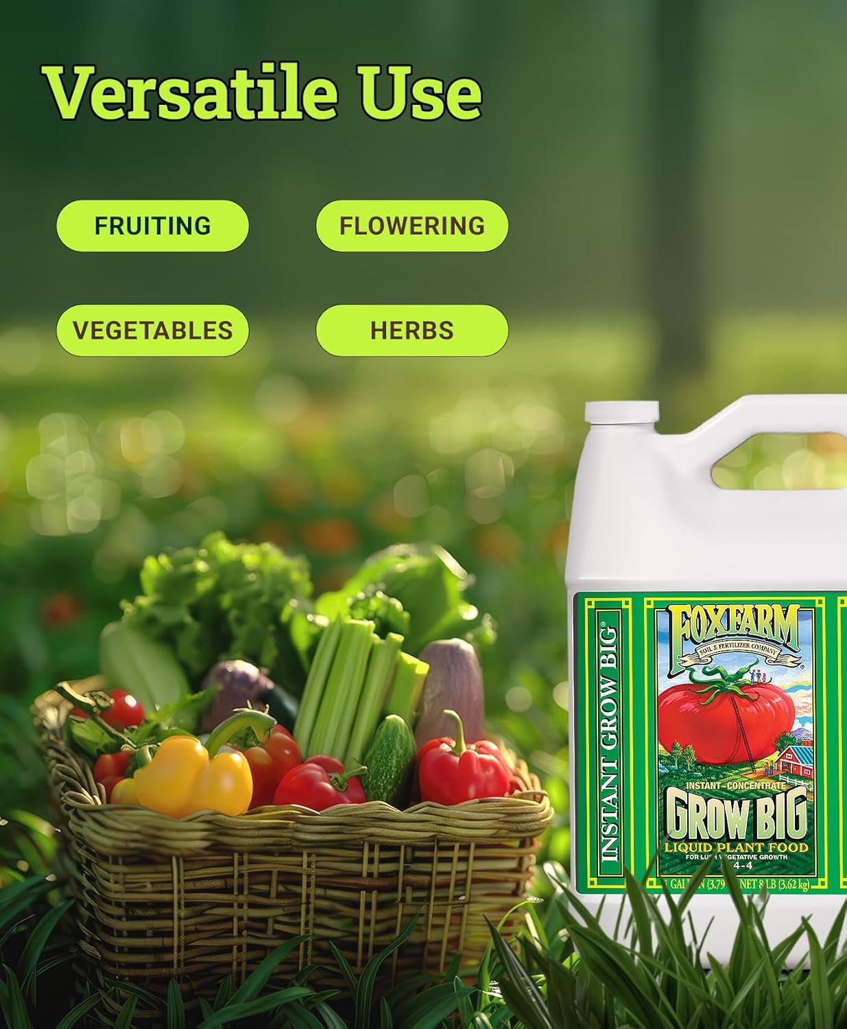 FoxFarm Grow Big Liquid Plant Food - Bloom Fertilizer for Flowers, Fruits, and Vegetables, Perfect for Indoor & Outdoor Potted Plants, NPK 6-4-4 (Pint)