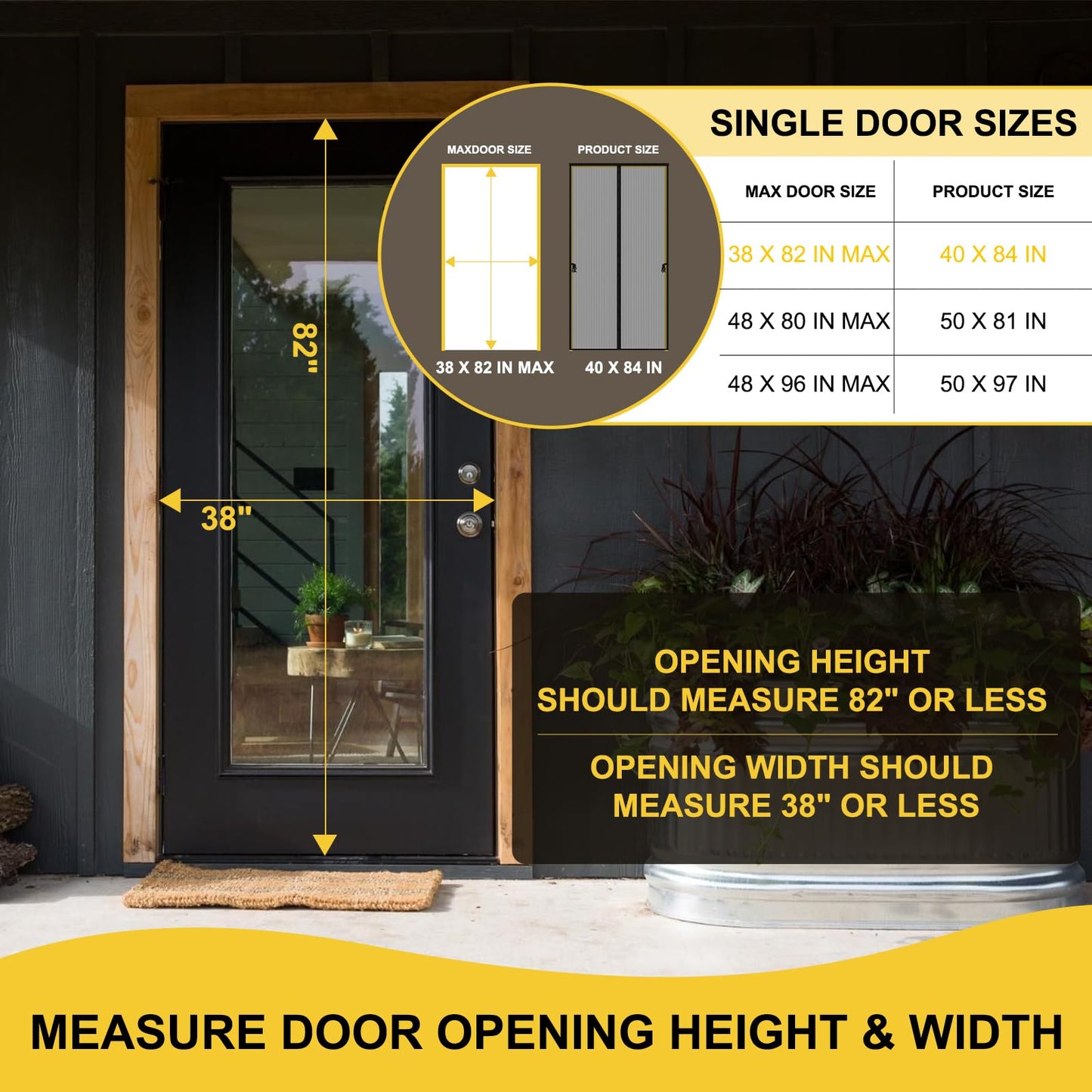 Magnetic Screen Door -Fit for Door Size:32x80 Inch, Hands Free Mesh Partition, Heavy Duty Screen Door Mesh Curtain Keeps Bugs Out, Frame Hook & Loop, Pet and Kid Friendly, Itself Size 34x82