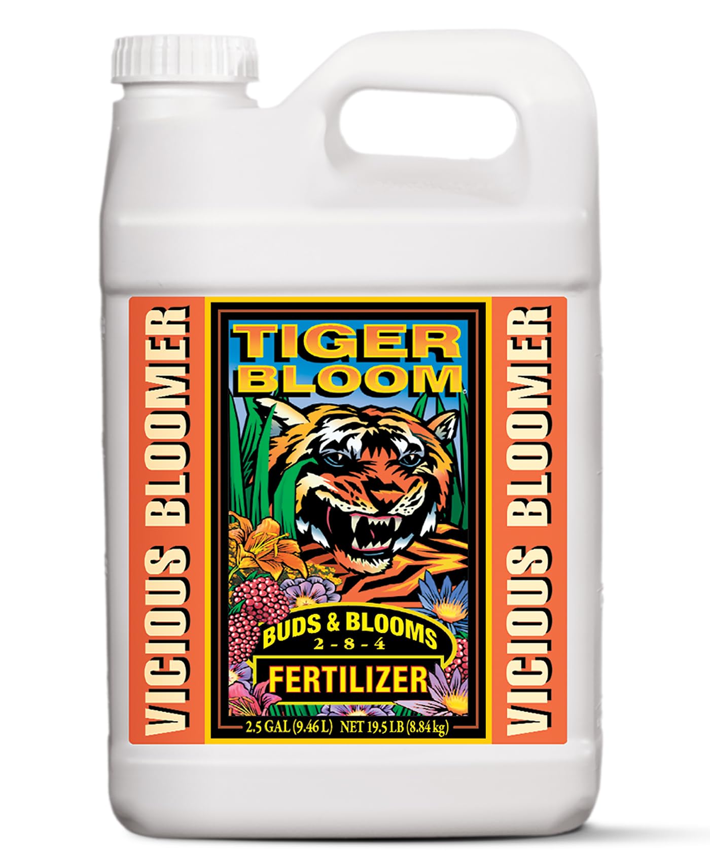 FoxFarm Tiger Bloom Liquid Fertilizer Concentrate - Fast Acting Formula for Vicious Growth with Phosphorus - Encourages Fruit, Flower & Bud Development, NPK 2-8-4 (Pint)