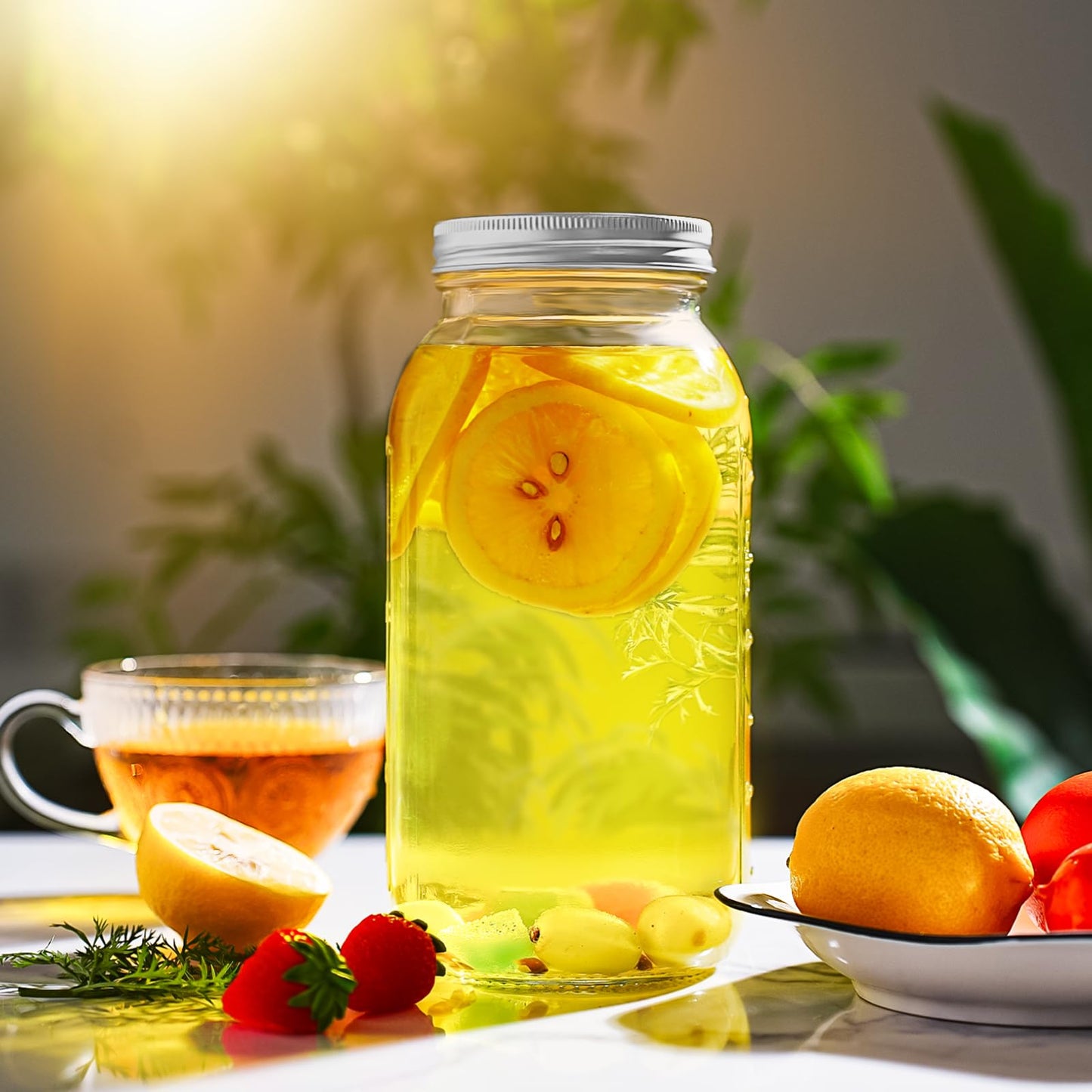 Wide Mouth Mason Jars 16 oz with Lids [6 Pack], Canning Jars with Metal Airtight Lids and Bands, 16 oz Glass Jars for Fermenting, Pickling, Freezing, Preserving, Meal Prep, Jar Décor