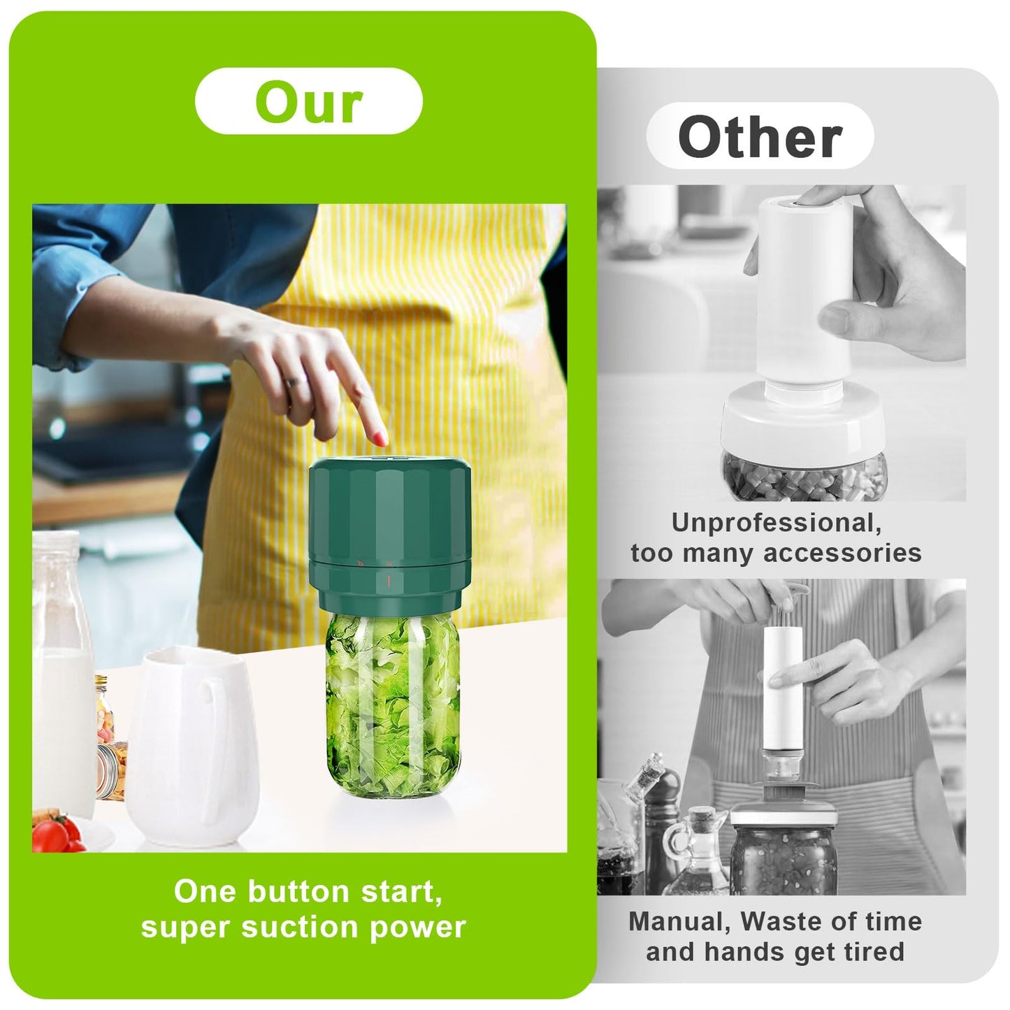 M11 Electric Mason Jar Vacuum Sealer Kit - with Wide and Regular Mouth Mason Lids, Jar Vacuum Sealer for Canning Jars, Vacuum Sealing Machine for Food Storage Black