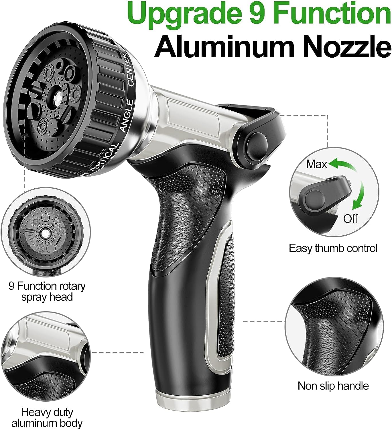 50ft 304 Stainless Steel Garden Hose Metal, Heavy Duty Water Pipe with Nozzles for Yard, Outdoor - Flexible, Never Kink & Tangle, Puncture Resistant (Sliver)