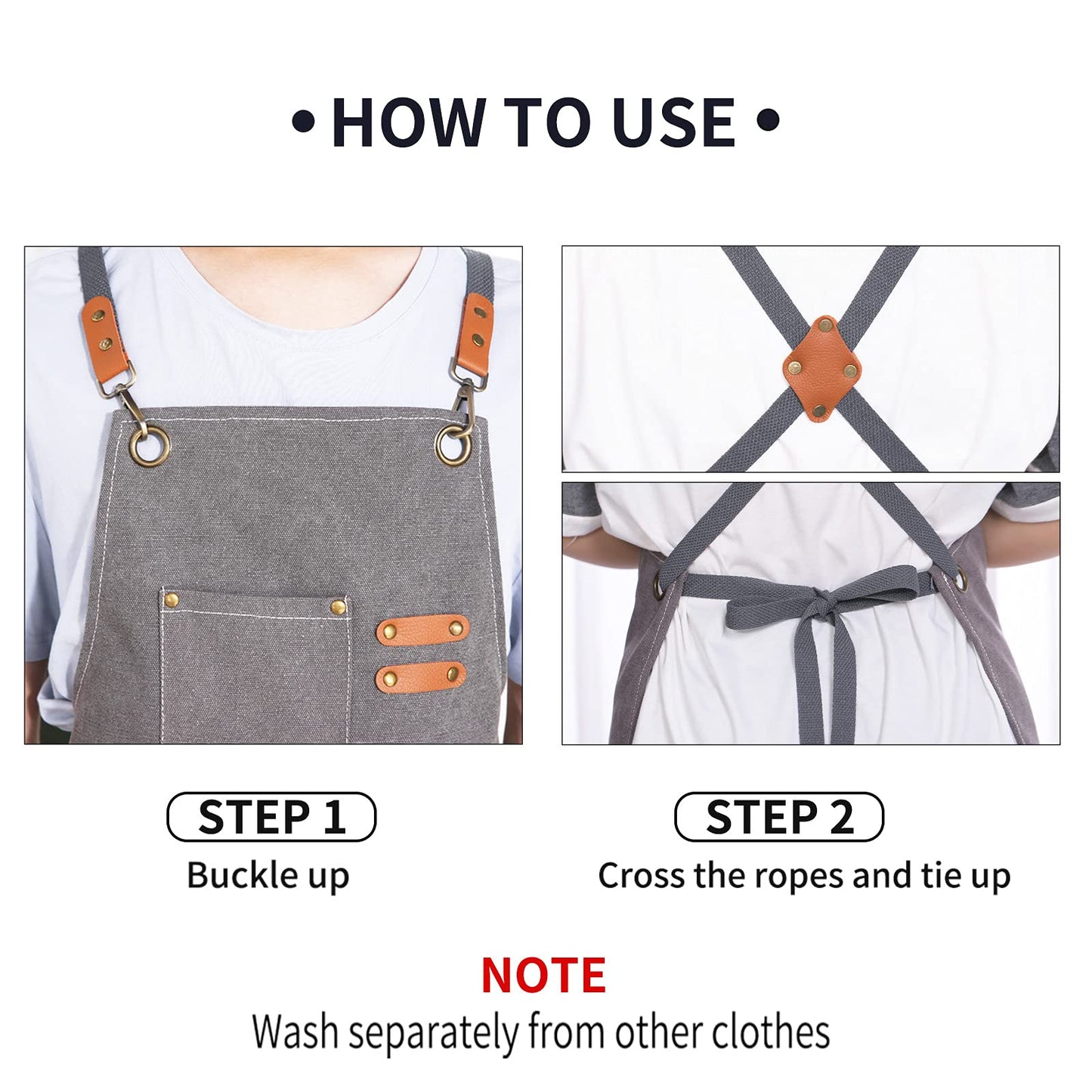 Chef Apron, Cotton Canvas Gardening Apron with Large Pockets for Men and Women,Kitchen Cooking Baking Bib Heavy Duty Adjustable Garden Apron