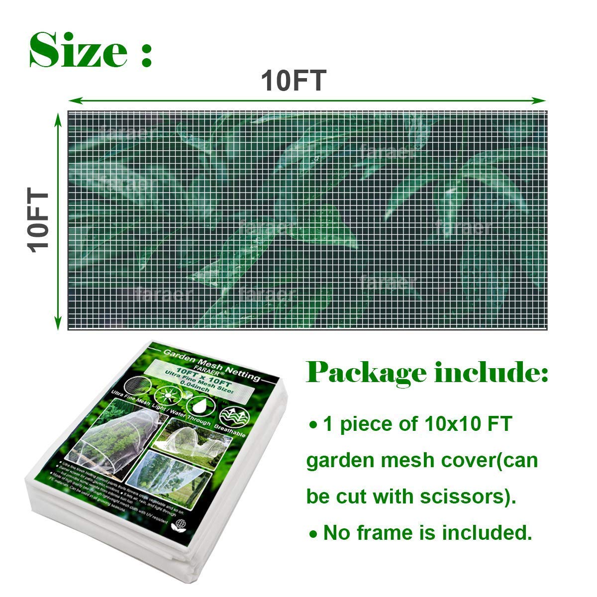 Garden Netting, Plant Covers 10x33Ft Net Ultra Fine Mesh Protection Netting for Vegetable Plants Fruits Flowers Crops Greenhouse Row Cover Raised Bed Barrier Screen Protection Net Cover