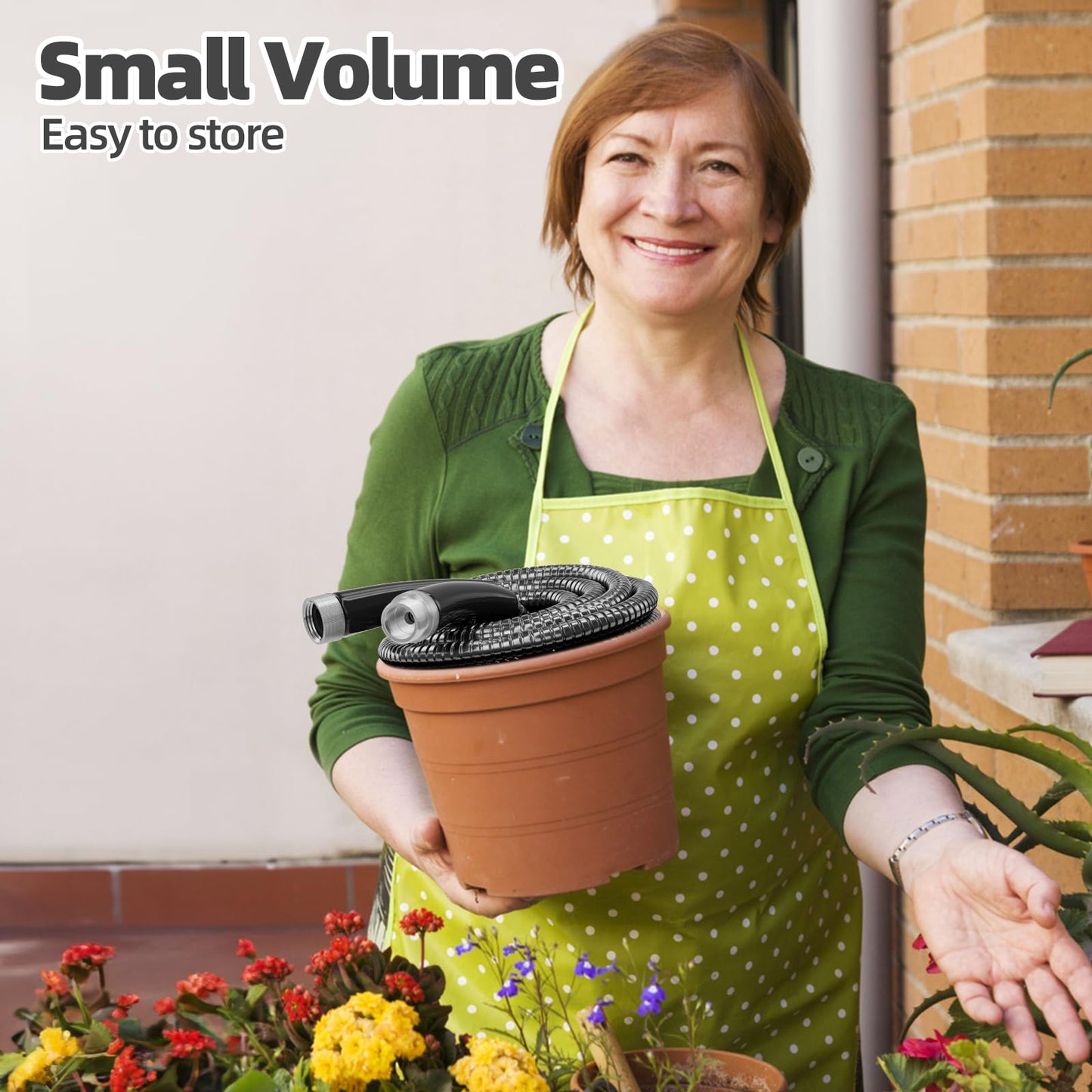 50ft 304 Stainless Steel Garden Hose Metal, Heavy Duty Water Pipe with Nozzles for Yard, Outdoor - Flexible, Never Kink & Tangle, Puncture Resistant (Sliver)