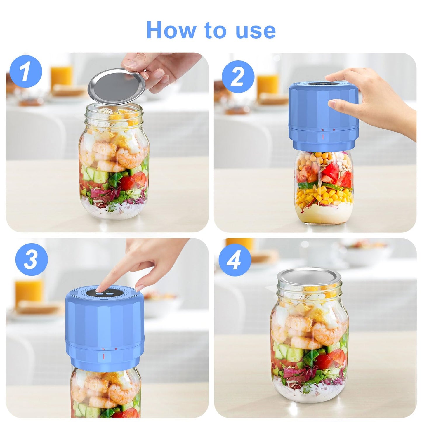 M11 Electric Mason Jar Vacuum Sealer Kit - with Wide and Regular Mouth Mason Lids, Jar Vacuum Sealer for Canning Jars, Vacuum Sealing Machine for Food Storage Black