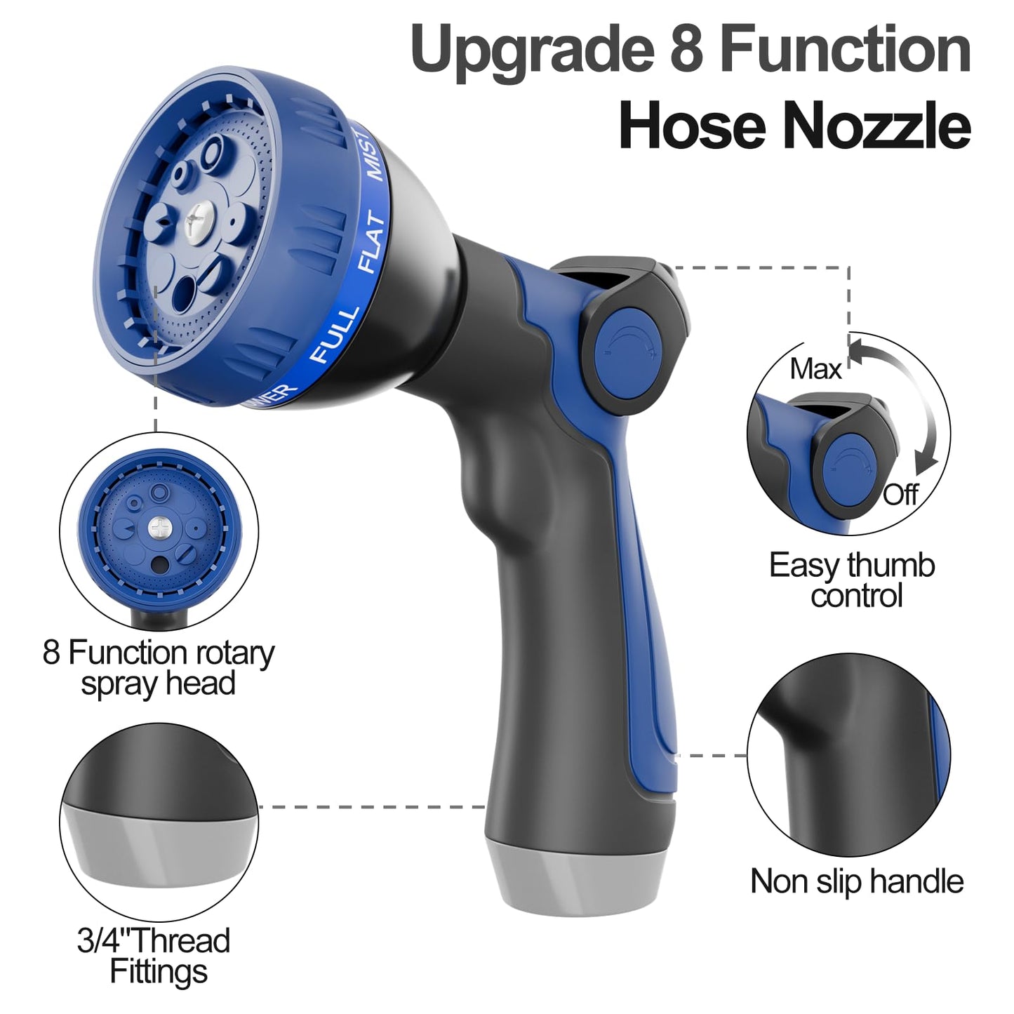 50ft 304 Stainless Steel Garden Hose Metal, Heavy Duty Water Pipe with Nozzles for Yard, Outdoor - Flexible, Never Kink & Tangle, Puncture Resistant (Sliver)