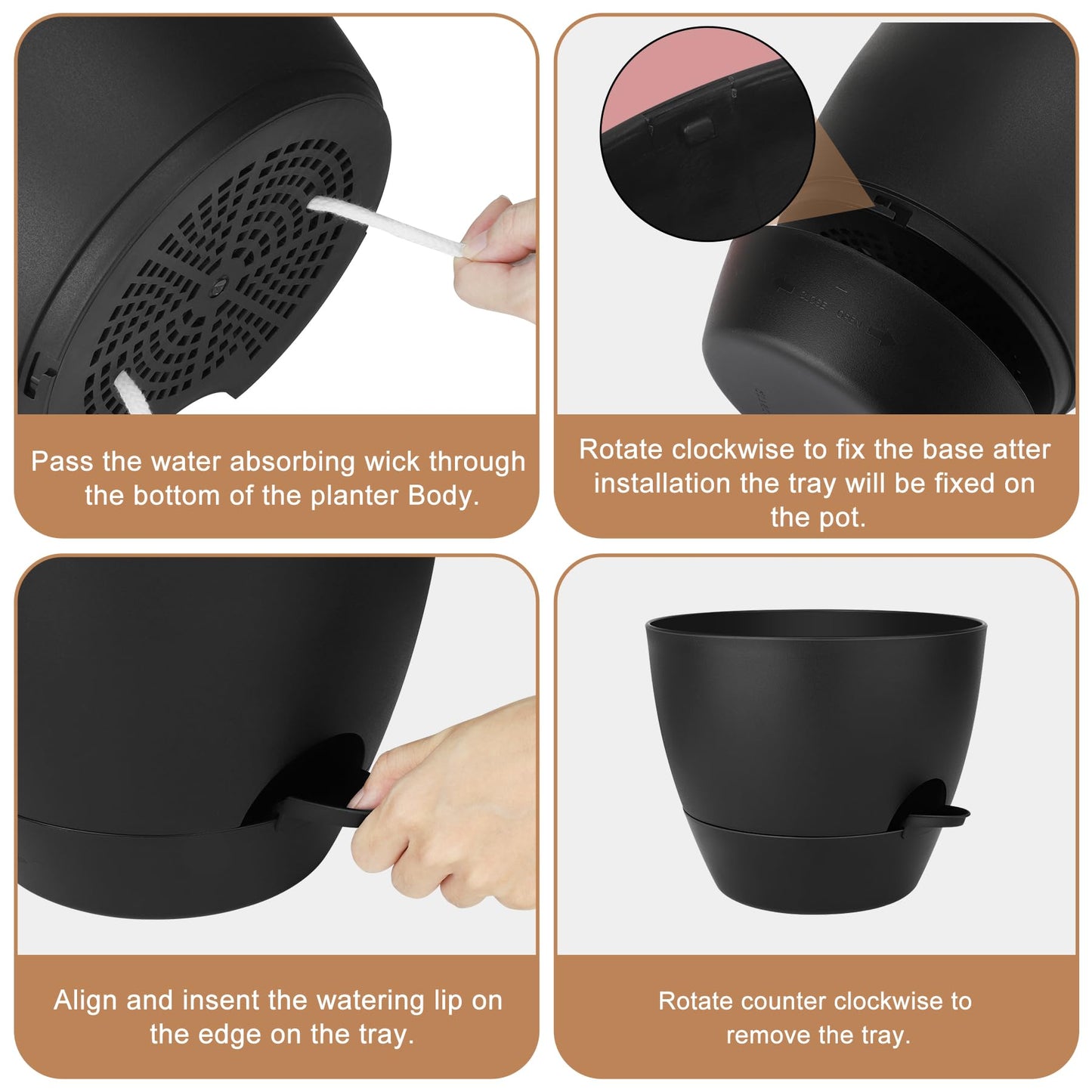 Plant Pots 10/9/8/7.5/7 Inch Self Watering Pots, Set of 5 Plastic Planters with Drainage Holes and Saucers,Plastic Flower Pots,Nursery Planting Pot for Indoor Out Door Plants（Green）