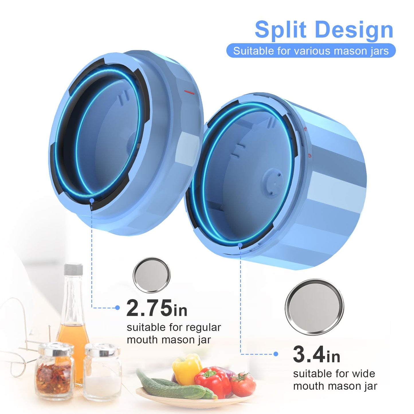 M11 Electric Mason Jar Vacuum Sealer Kit - with Wide and Regular Mouth Mason Lids, Jar Vacuum Sealer for Canning Jars, Vacuum Sealing Machine for Food Storage Black