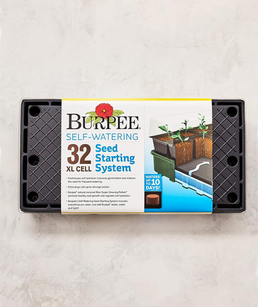Burpee XL Self-Watering Growing System Indoor Seed Starting 10" W x 20" L x 5" H, 1 Kit (32 Cells)