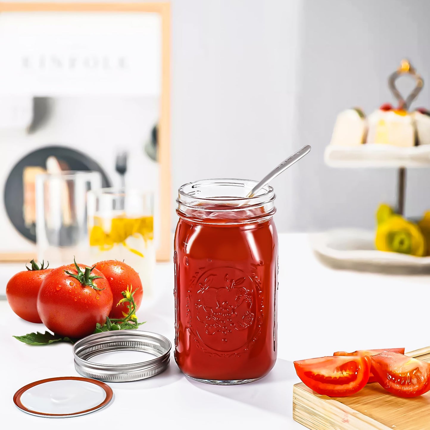 Wide Mouth Mason Jars 16 oz with Lids [6 Pack], Canning Jars with Metal Airtight Lids and Bands, 16 oz Glass Jars for Fermenting, Pickling, Freezing, Preserving, Meal Prep, Jar Décor