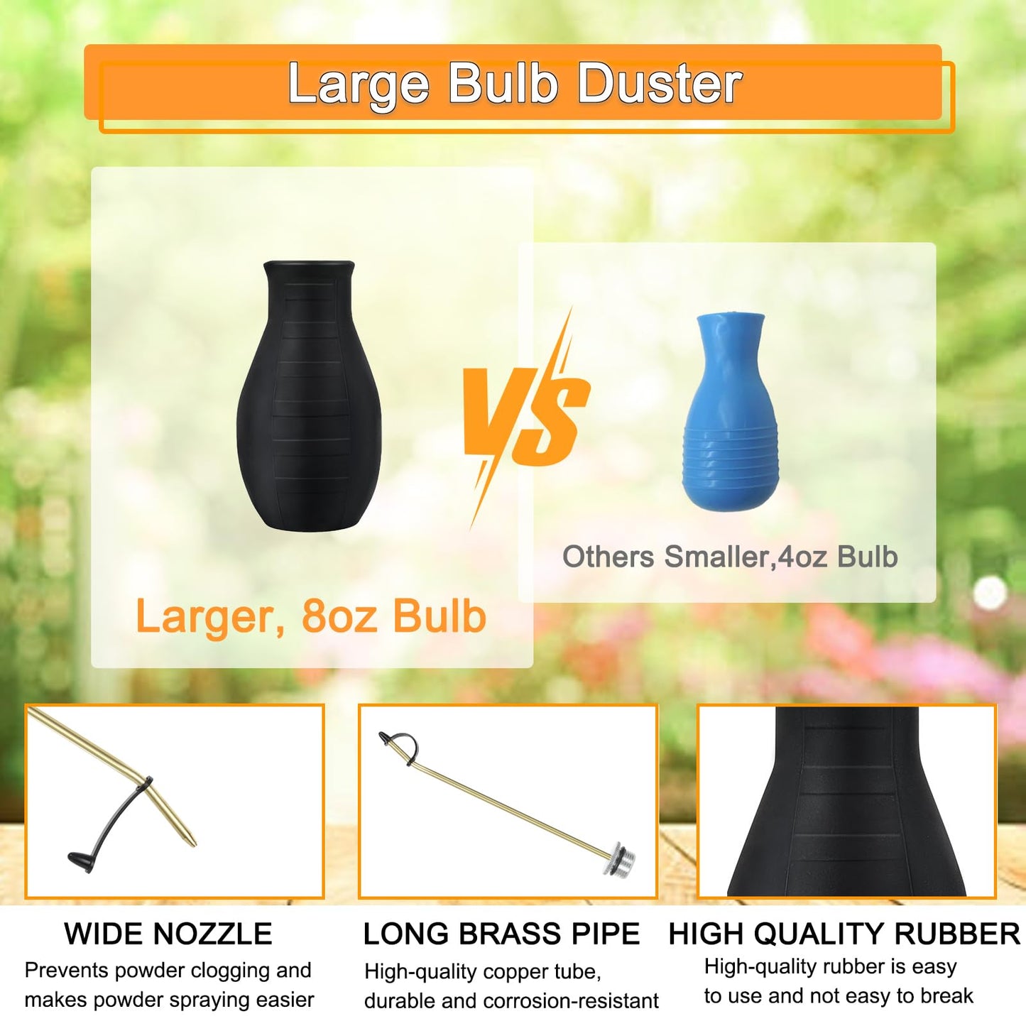 Diatomaceous Earth Duster, Powder Sprayer, Garden Duster Applicator Dispenser with Long Plastic Tube for Organic Gardening Agricultural Supplies for Diatomaceous Earth & Other Home Powder Applications
