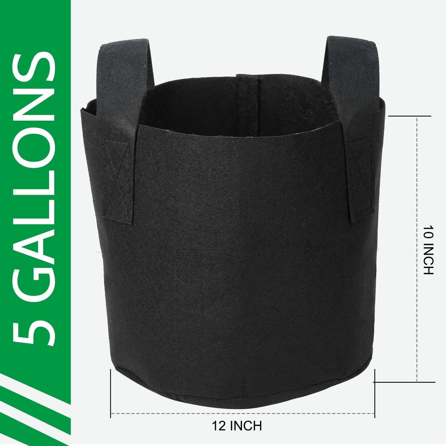JERIA 12-Pack 7 Gallon, Vegetable/Flower/Plant Grow Bags, Aeration Fabric Pots with Handles (Black), Come with 12 Pcs Plant Labels