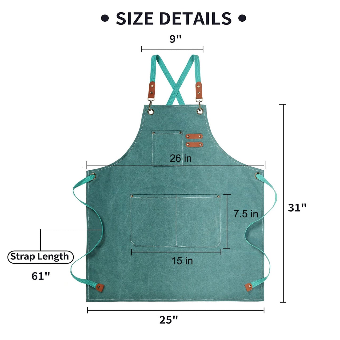 Chef Apron, Cotton Canvas Gardening Apron with Large Pockets for Men and Women,Kitchen Cooking Baking Bib Heavy Duty Adjustable Garden Apron