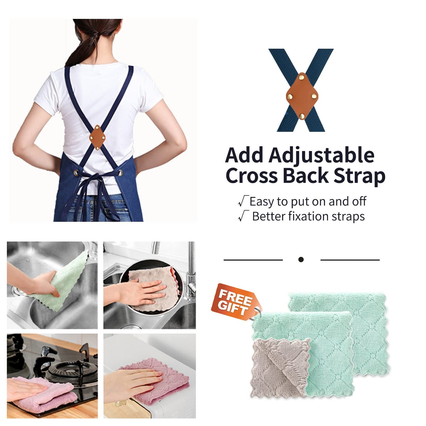 Chef Apron, Cotton Canvas Gardening Apron with Large Pockets for Men and Women,Kitchen Cooking Baking Bib Heavy Duty Adjustable Garden Apron