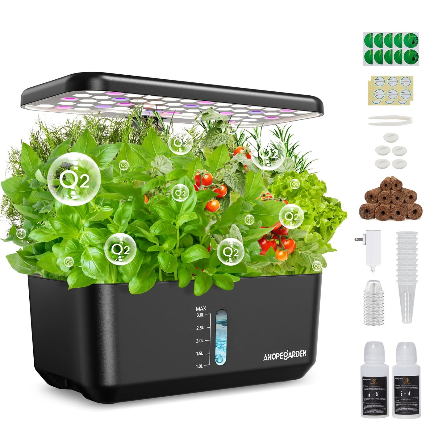 Ahopegarden Indoor Garden Hydroponics Growing System: 10 Pods Plant Germination Kit Herb Vegetable Growth Lamp Countertop with LED Grow Light - Hydrophonic Planter Grower Harvest Lettuce