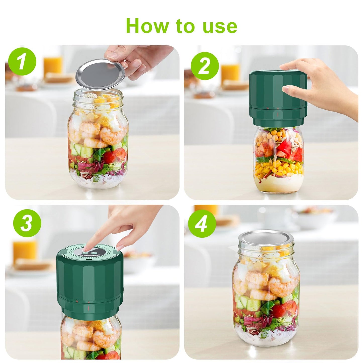 M11 Electric Mason Jar Vacuum Sealer Kit - with Wide and Regular Mouth Mason Lids, Jar Vacuum Sealer for Canning Jars, Vacuum Sealing Machine for Food Storage Black