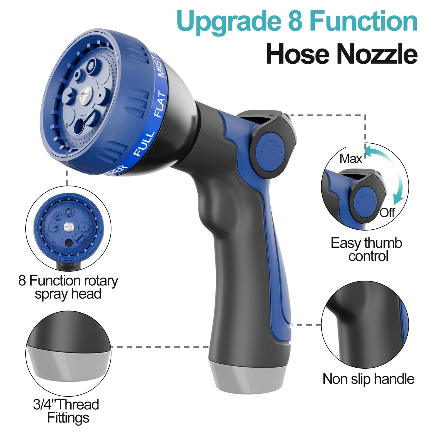 50ft 304 Stainless Steel Garden Hose Metal, Heavy Duty Water Pipe with Nozzles for Yard, Outdoor - Flexible, Never Kink & Tangle, Puncture Resistant (Sliver)